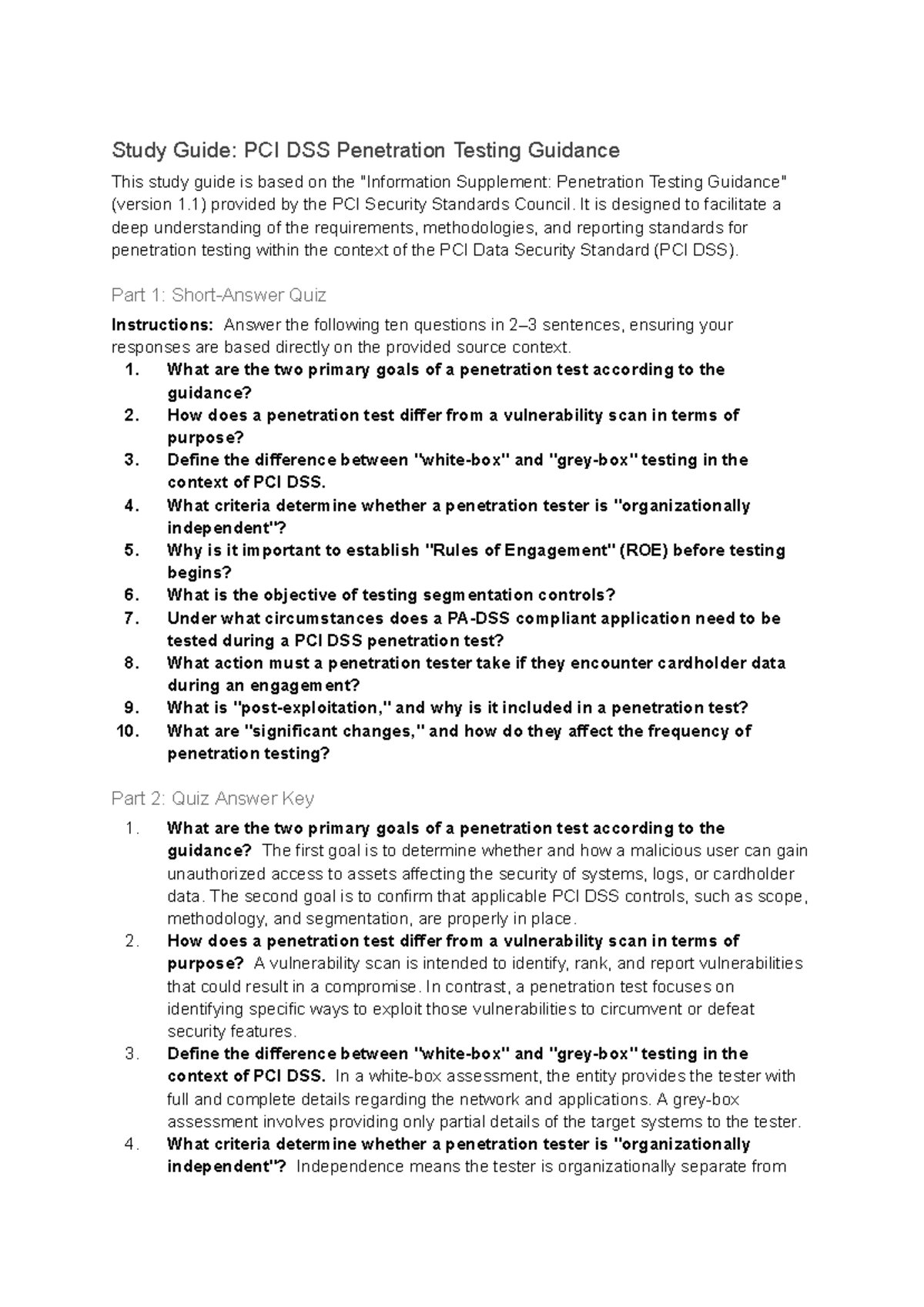 Study Guide: PCI DSS Penetration Testing Overview - Studocu
