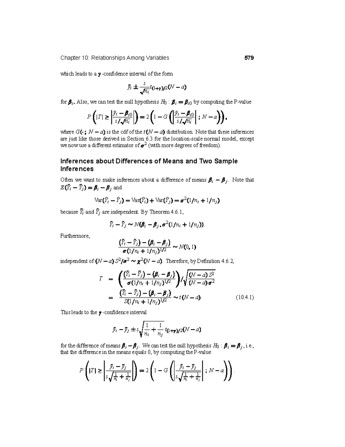 Chapter 10: Inferences on Variable Relationships - Calculus Notes - Studocu