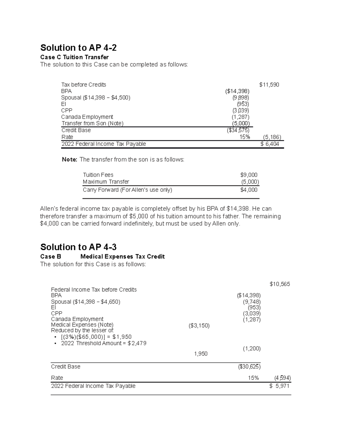 Ch4 Assignment Solutions: Tax Credits and Income Calculations - Studocu