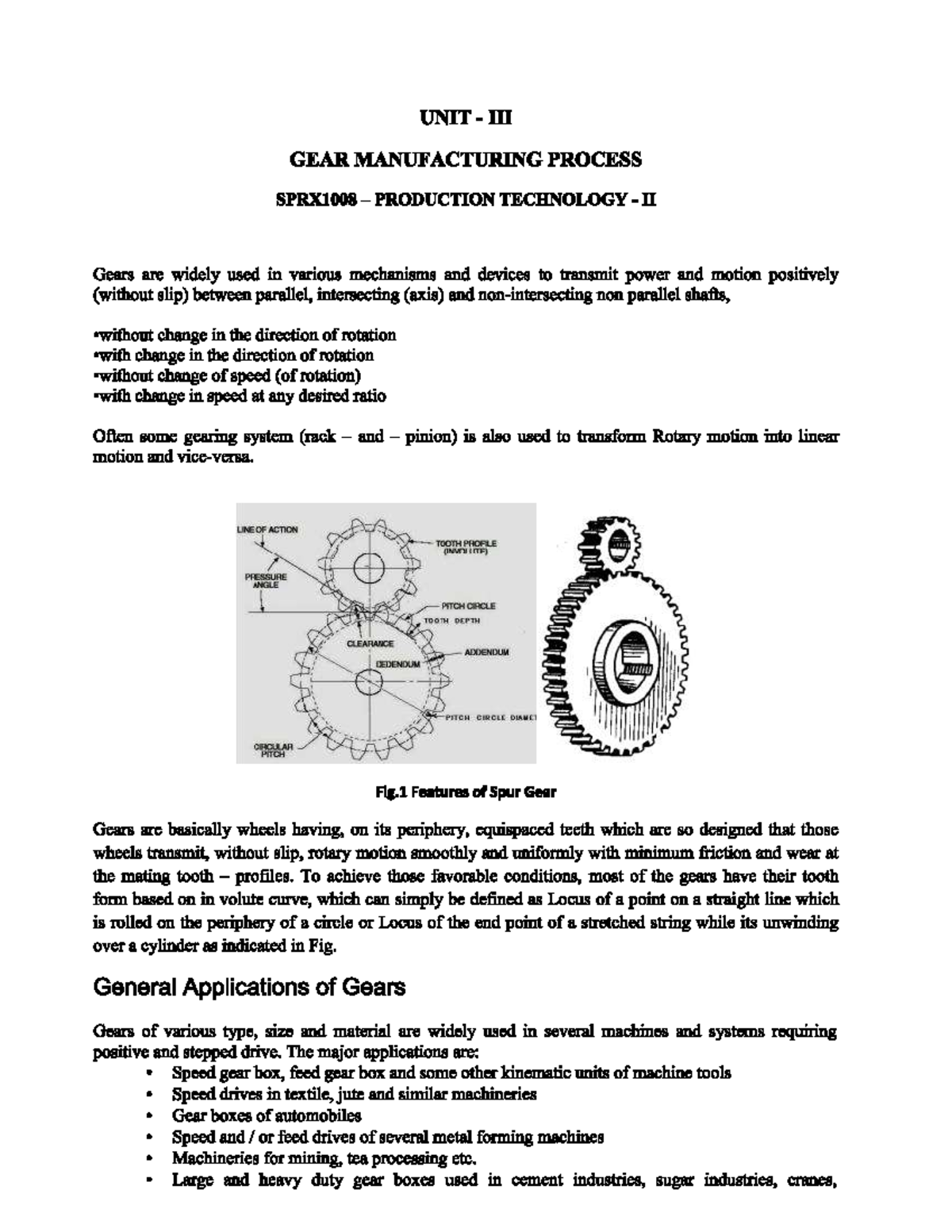 Gear Manufacturing Process Overview - SPRX1008 Production Technology II ...