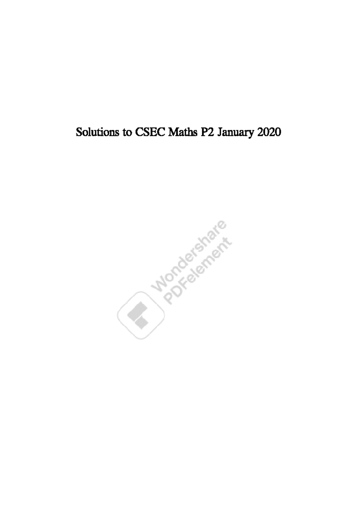CSEC Maths P2 Jan 2020 Solutions - Comprehensive Guide - Studocu