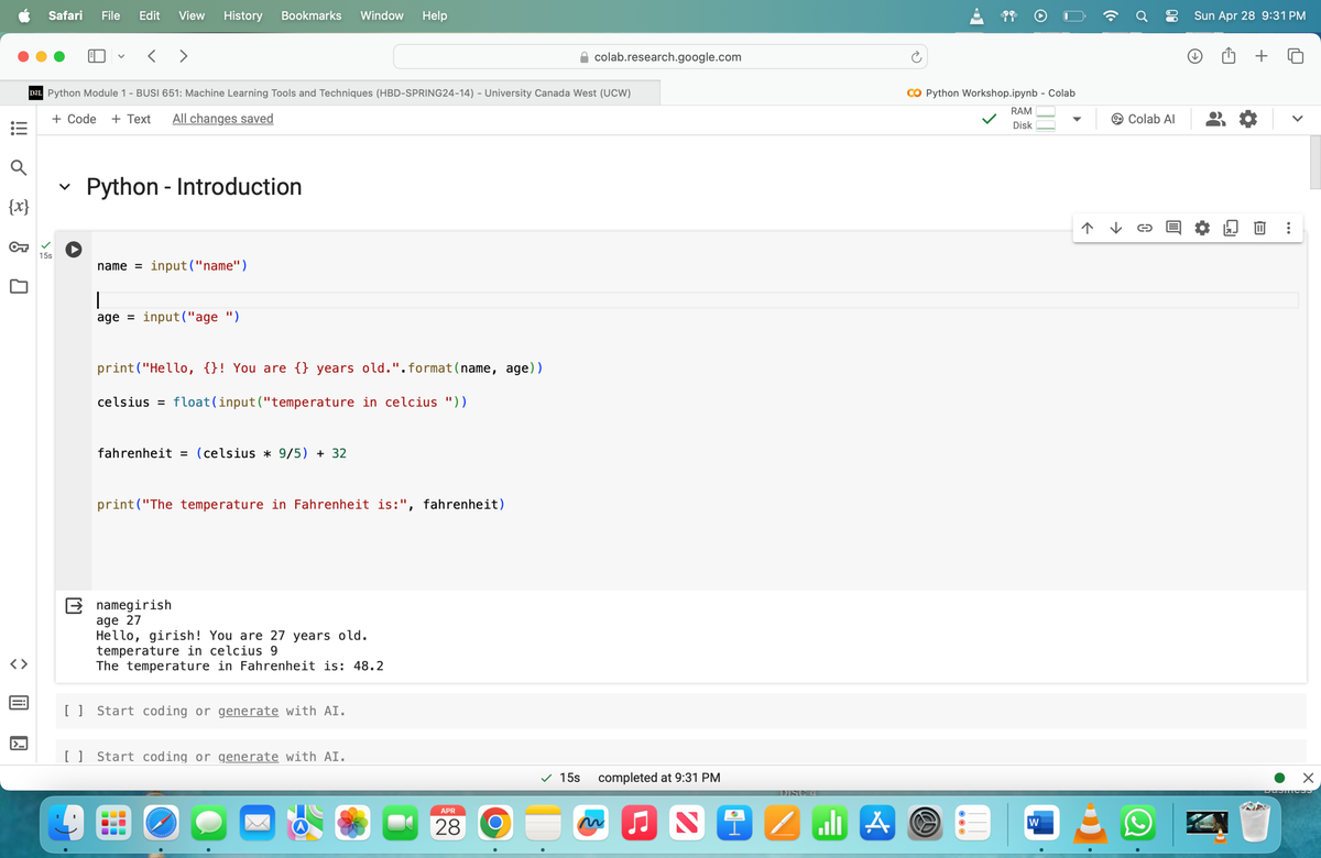 Python module 1 - BUSI 651 - Studocu