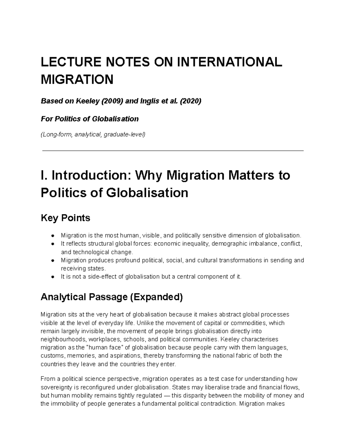 LECTURE NOTES ON INTERNATIONAL MIGRATION [Unit 5 PG] - Studocu