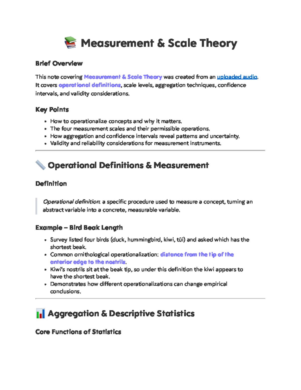 Measurement Scale Theory Overview - Lecture 5 Notes - Studocu