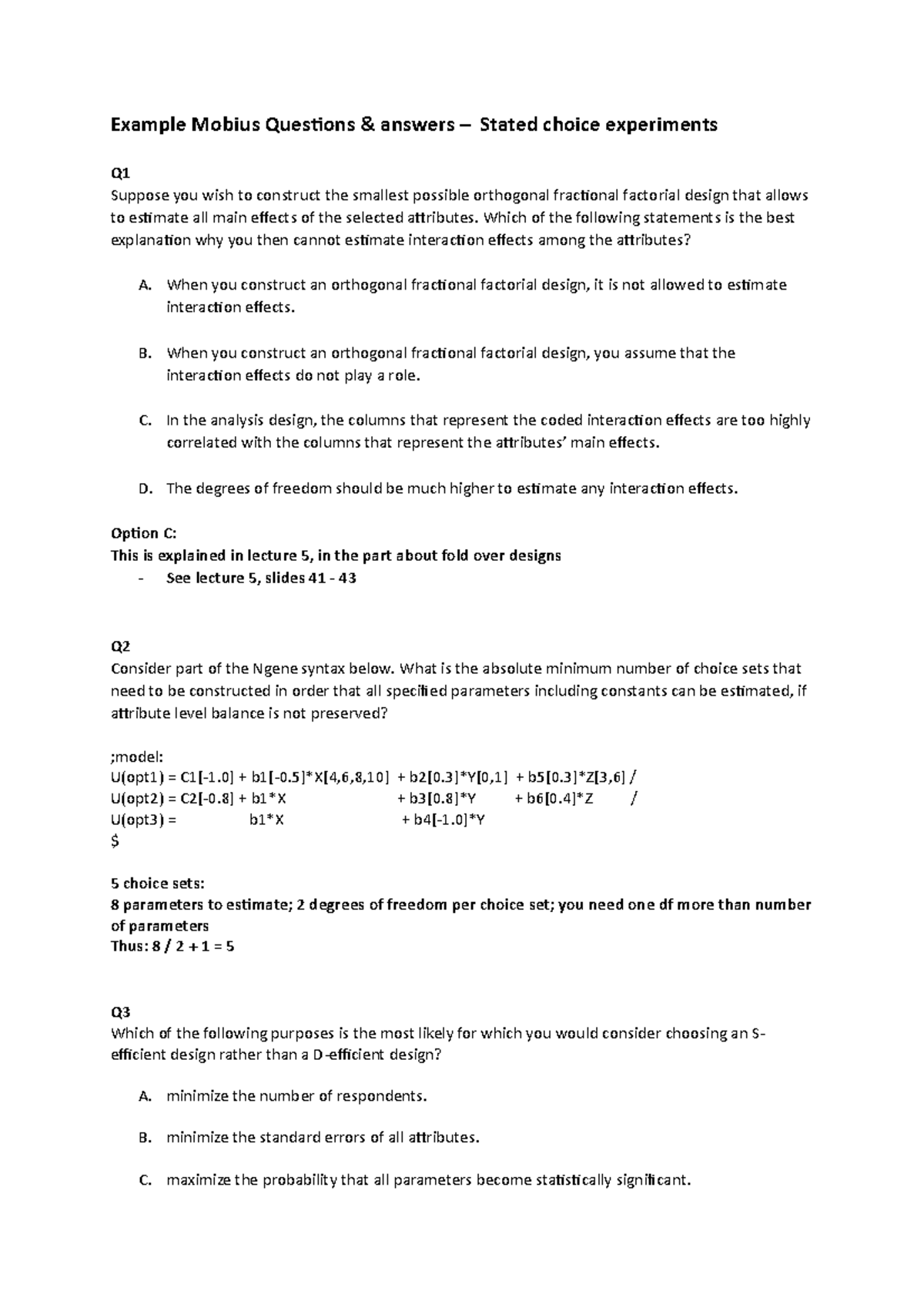 Mobius Exam Q&A - Stated Choice Experiments - SC 101 Final Exam ...