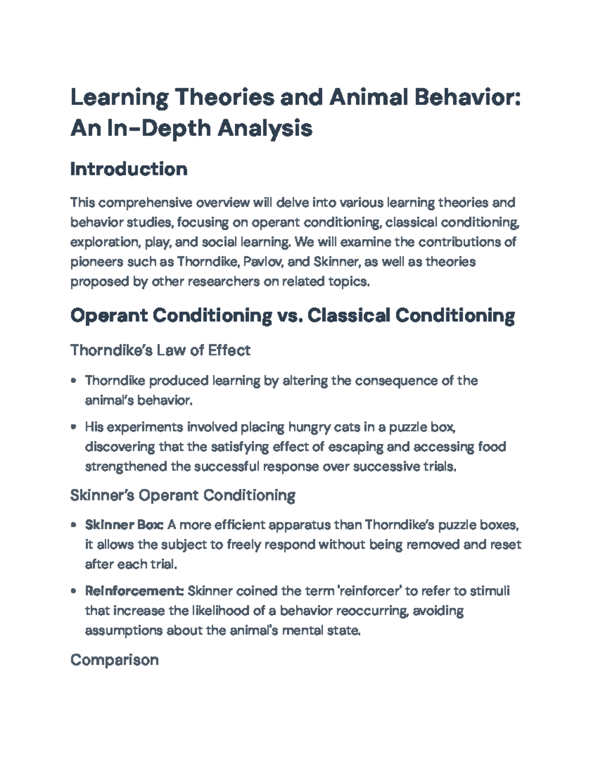 Learning Theories and Animal Behavior: A Comprehensive Analysis (PSY101 ...