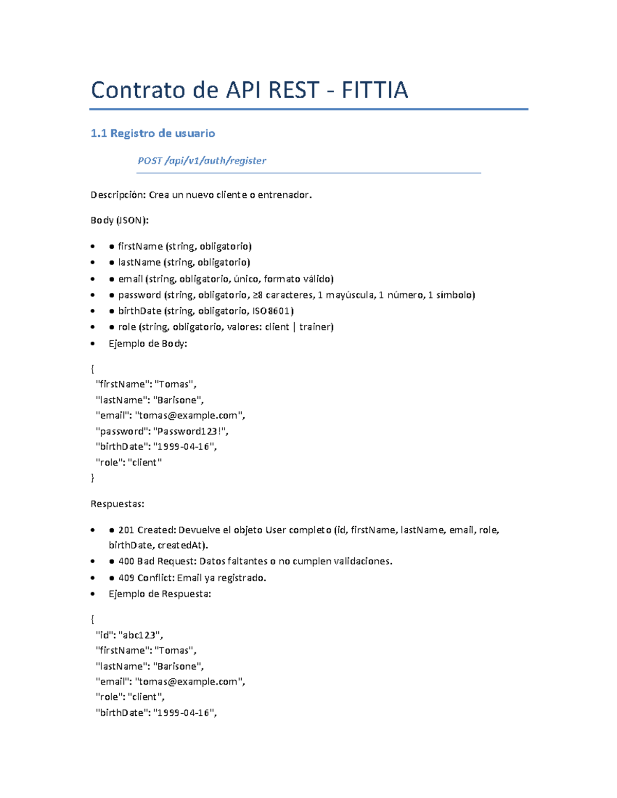 Contrato API REST FITTIA 1.1 - Guía de Registro y Servicios - Studocu
