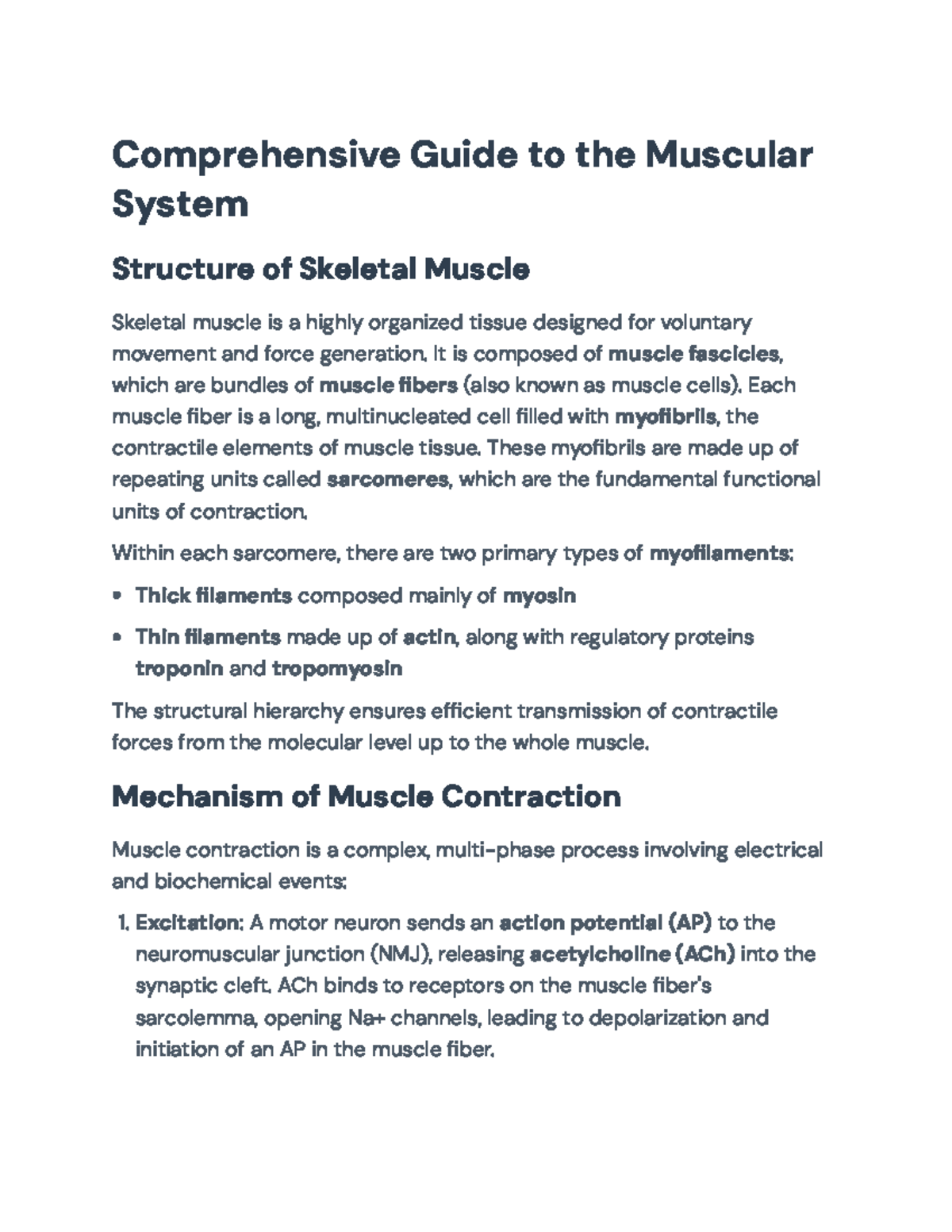 Comprehensive Guide to Muscle Physiology and Function (BIO 101) - Studocu