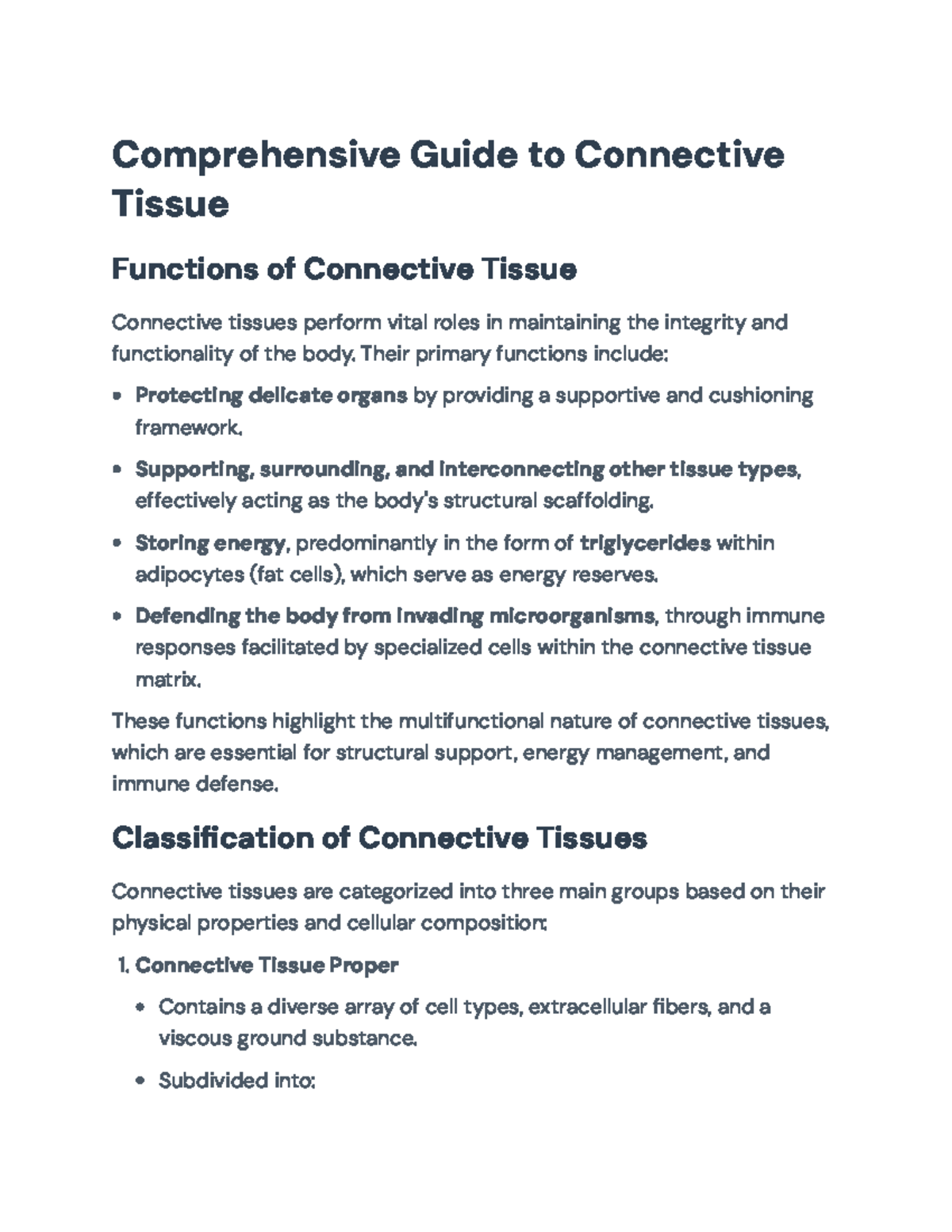 Comprehensive Overview of Connective Tissue: Structure & Functions ...