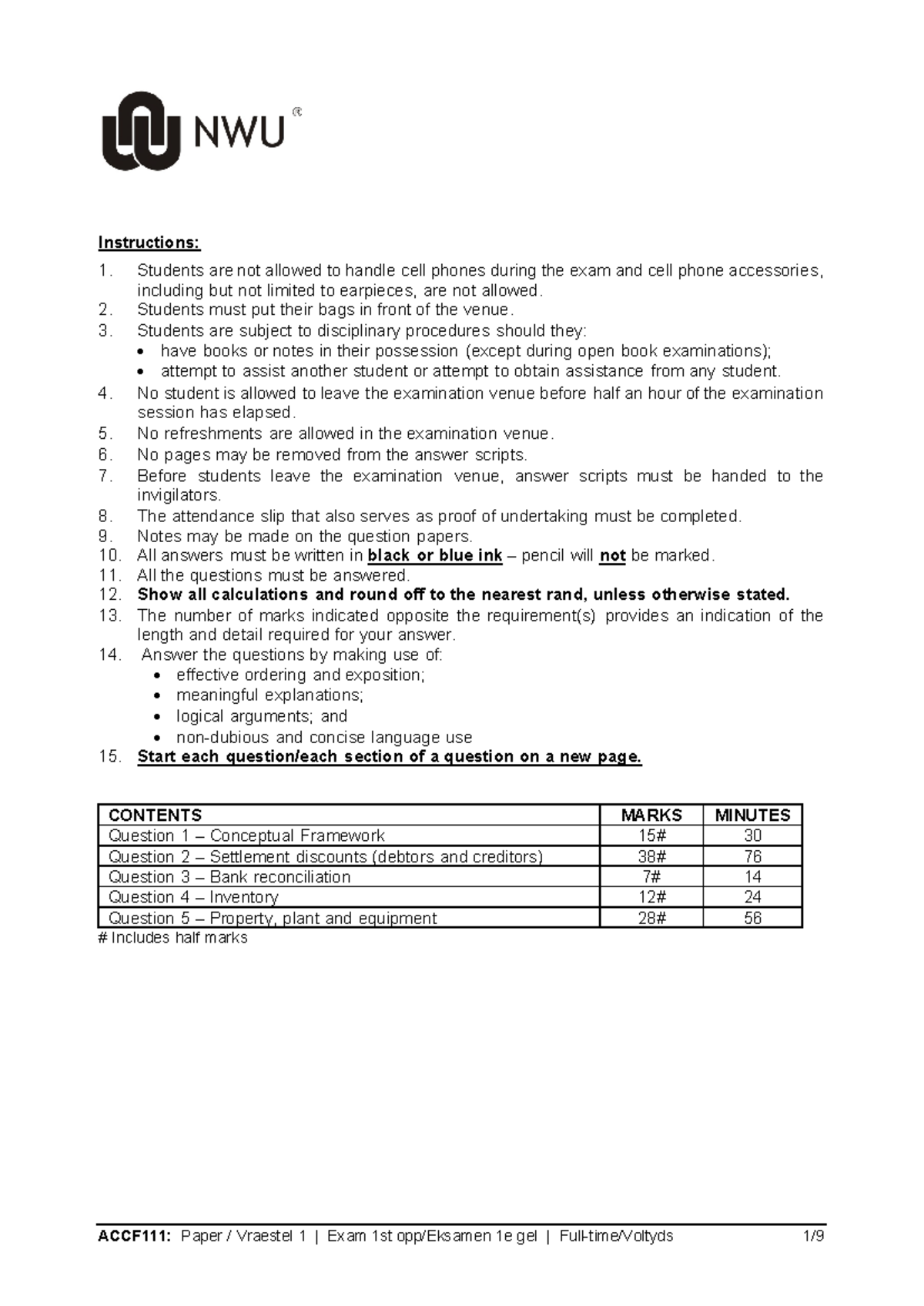 2024 ACCF 111 1st Exam Instructions and Guidelines - Studocu