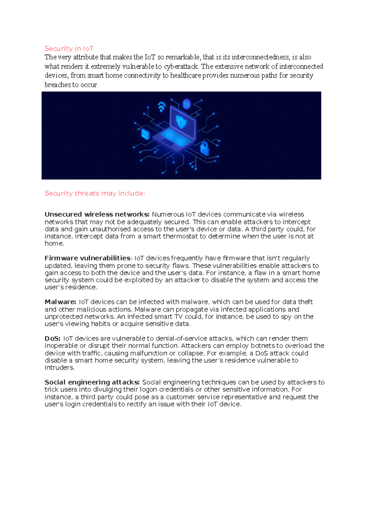 IoT Security Challenges: Vulnerabilities and Threats Analysis - Studocu