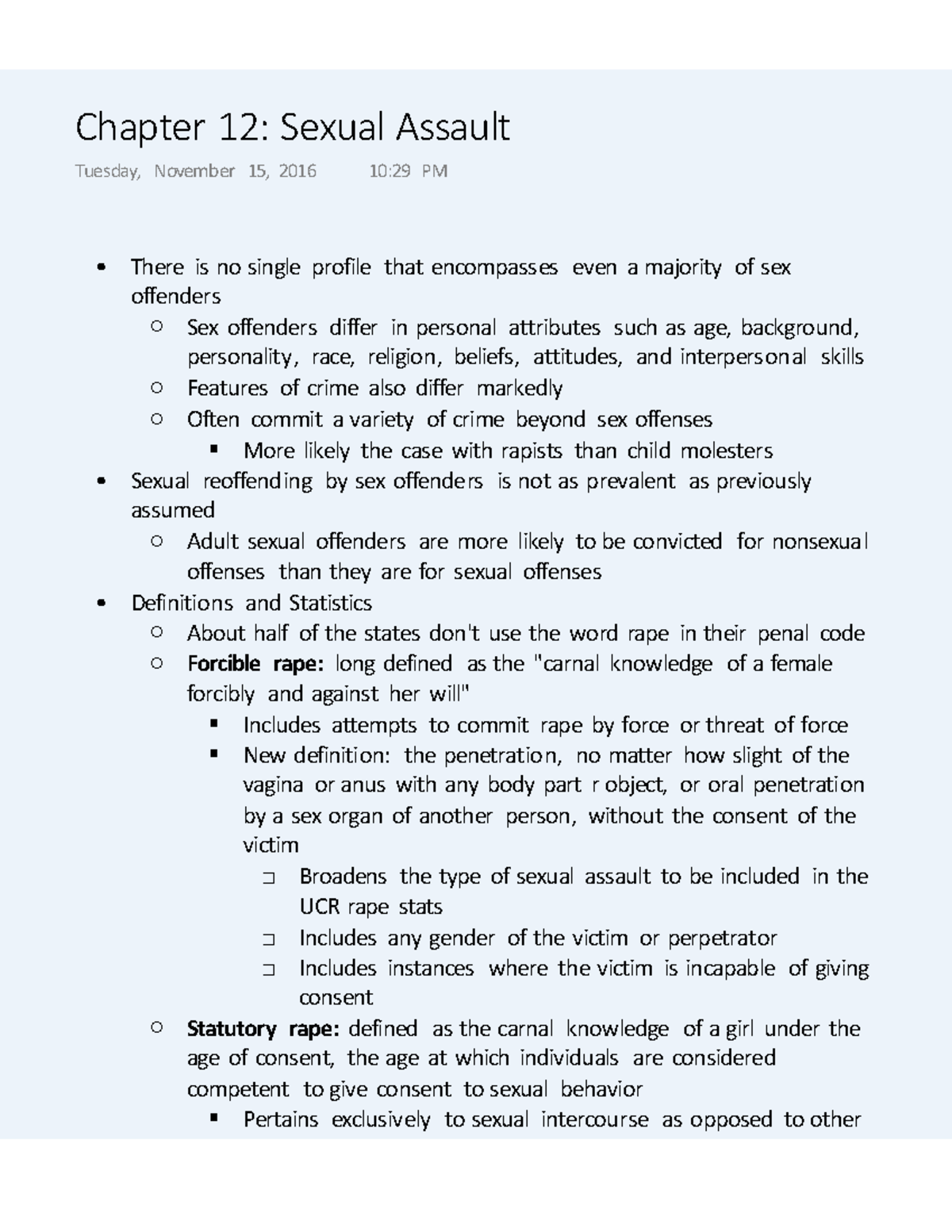 Chapter 12 Sexual Assault - Sex offenders differ in personal attributes ...