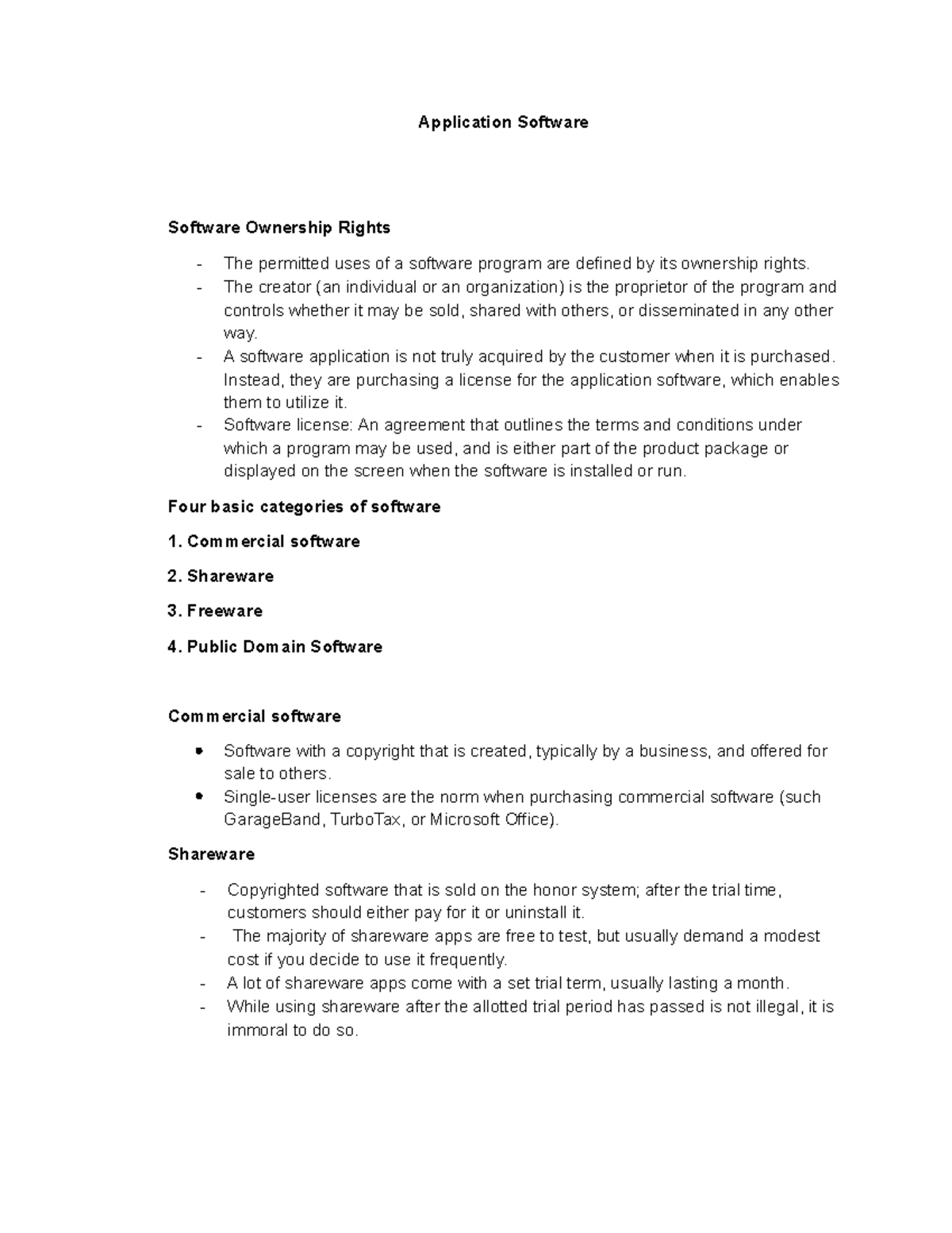 Application Software - Application Software Software Ownership Rights ...