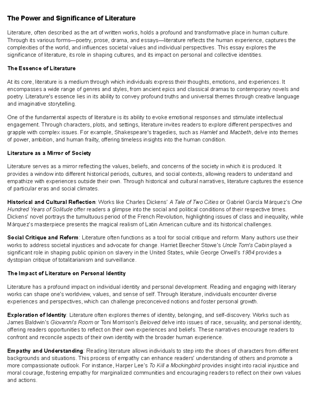 The Interplay of Literature, Sociology, and Philosophy A Reflection on ...