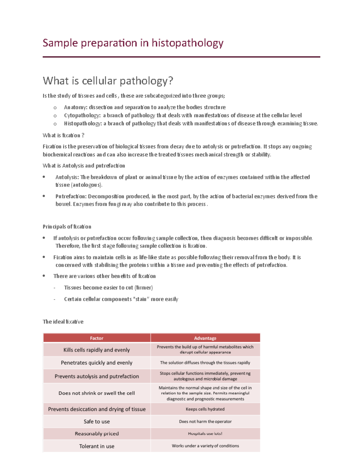 Principles of Histopathology: Sample Preparation and Fixation ...