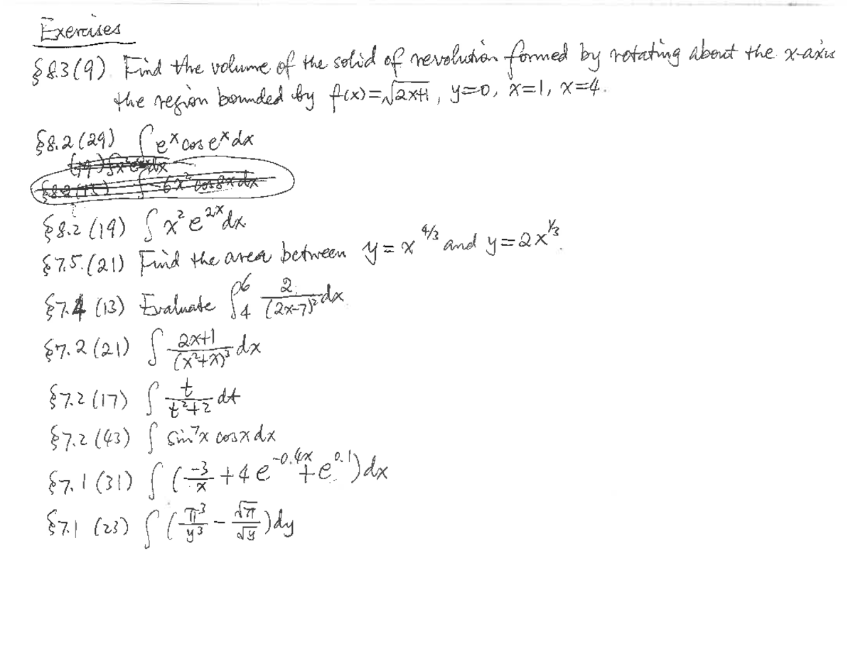 More exercises - Extra practice materials for the final - MATH 165 ...