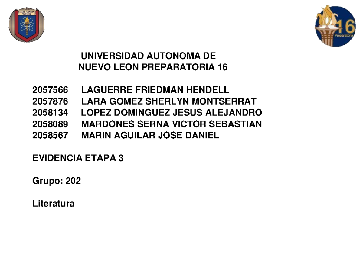 Equipo 5 EV3 Literatura - UNIVERSIDAD AUTONOMA DE NUEVO LEON ...