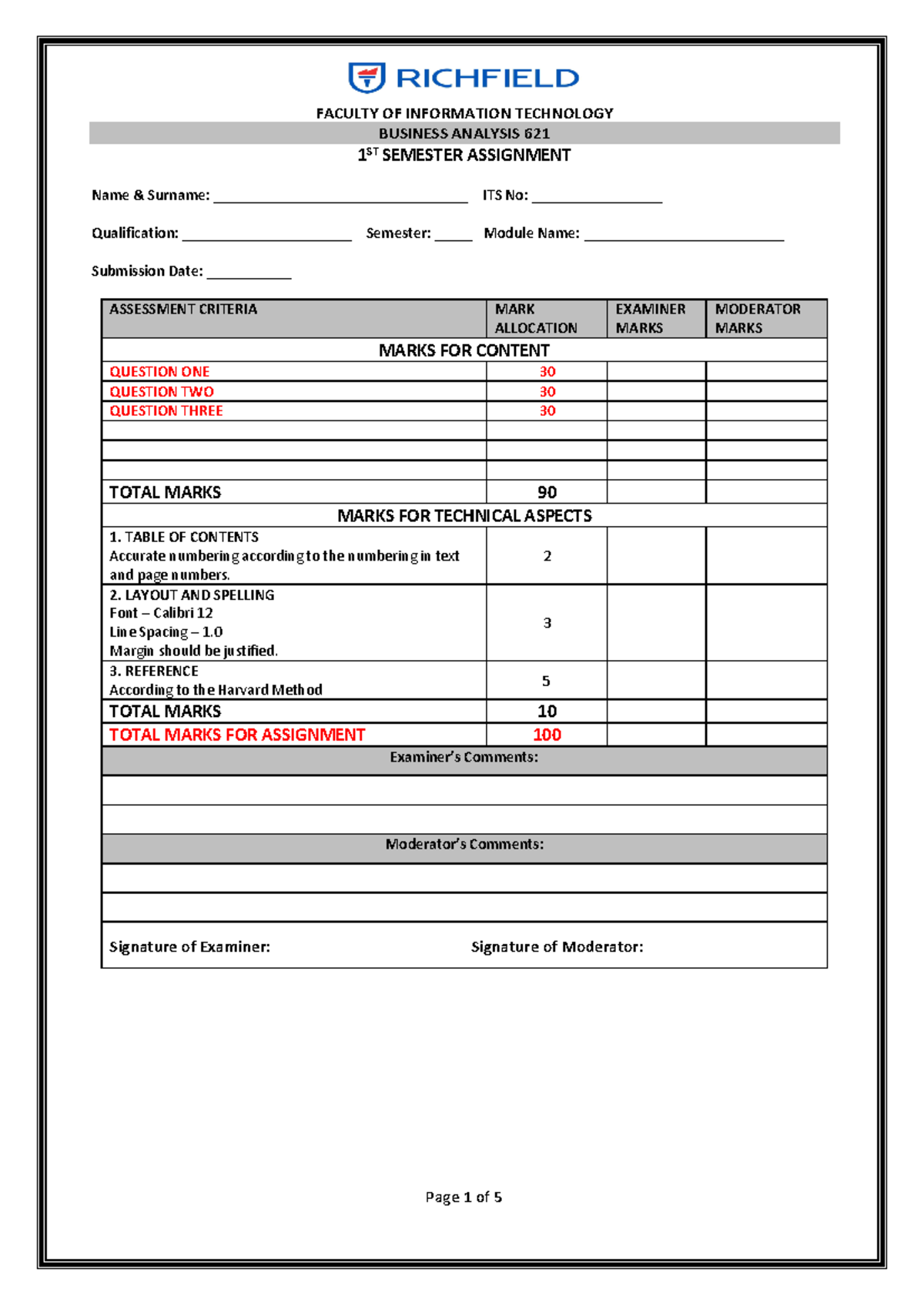 Business Analysis 621 - 1st Semester Assignment with Case Studies - Studocu