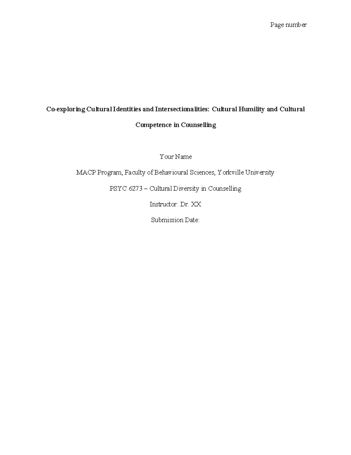 Cultural Identities and Intersectionalities: Humility & Competence in ...
