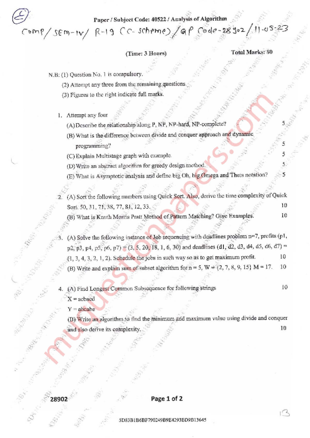 CS101: Final Exam - Analysis of Algorithms (2023) - Studocu