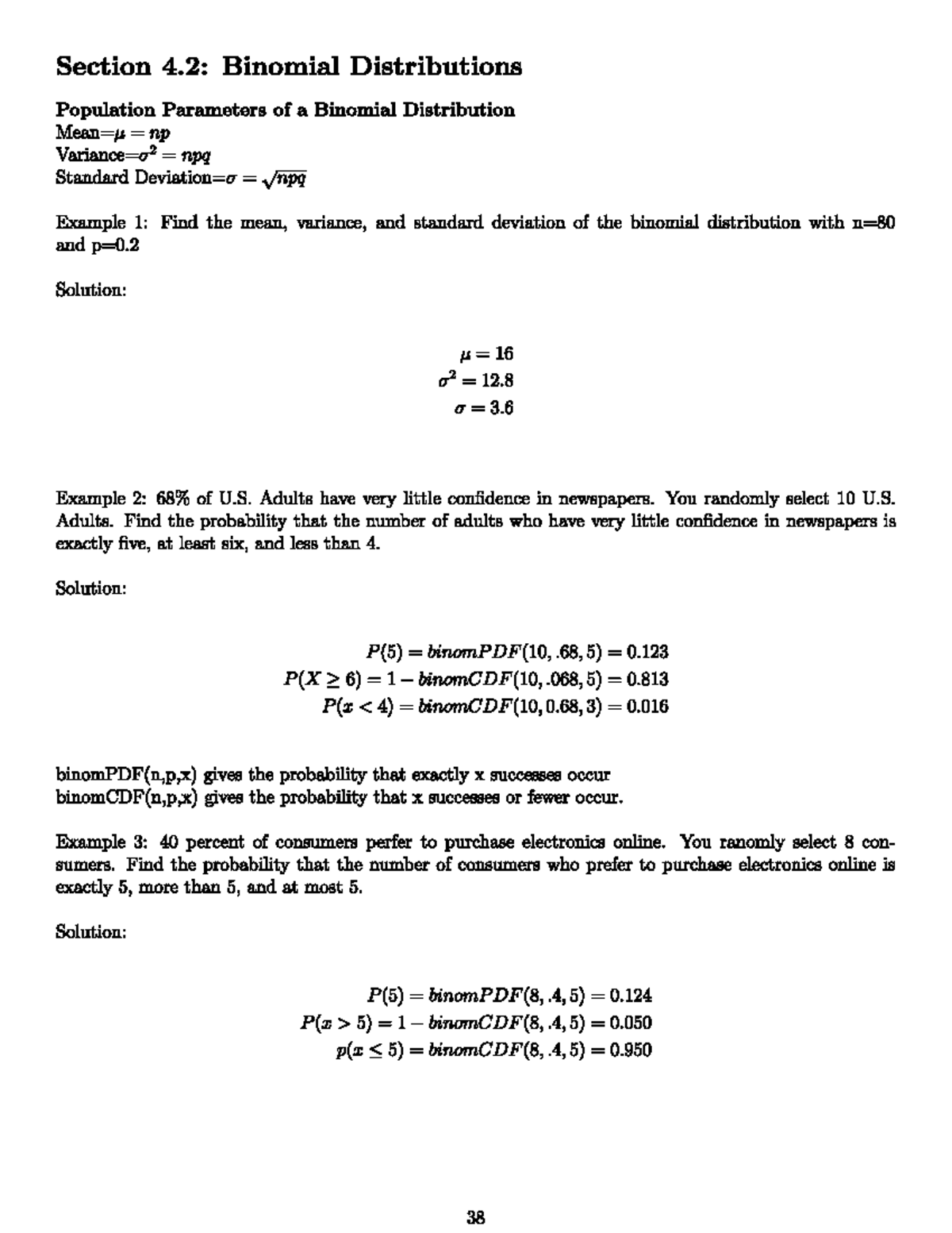 Math 1342 - Final Exam Notes on Binomial Distributions - Studocu