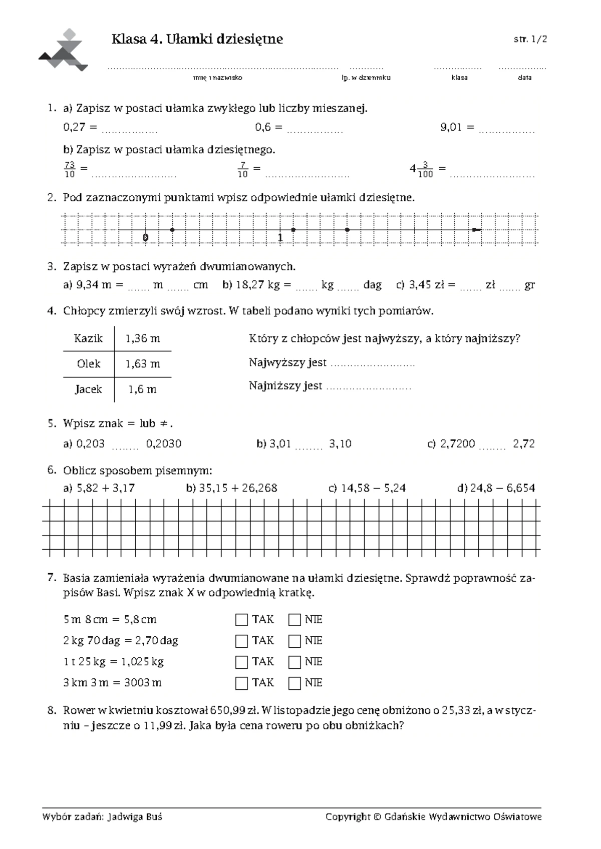 Sprawdzian Dla Klasy 4 Z Polskiego www.studocu.com