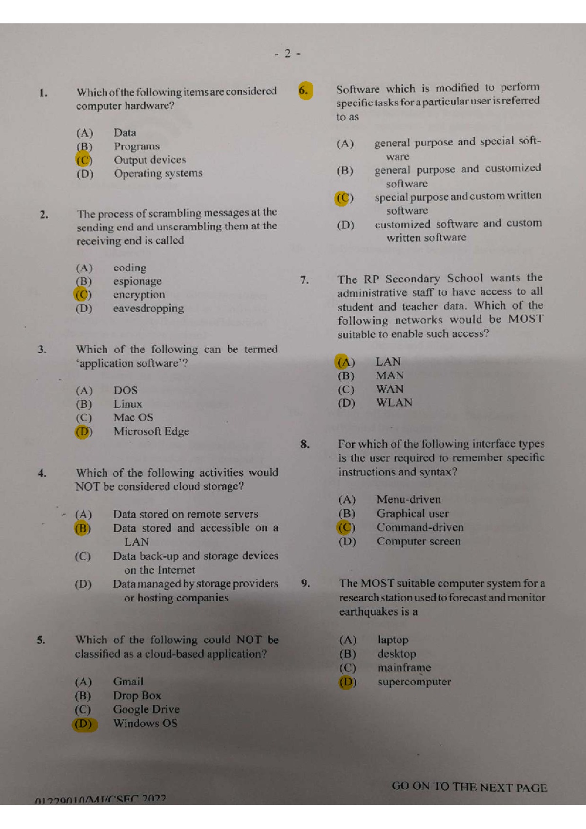 CSEC IT 2022 Paper 1: Comprehensive Exam Review and Solutions - Studocu
