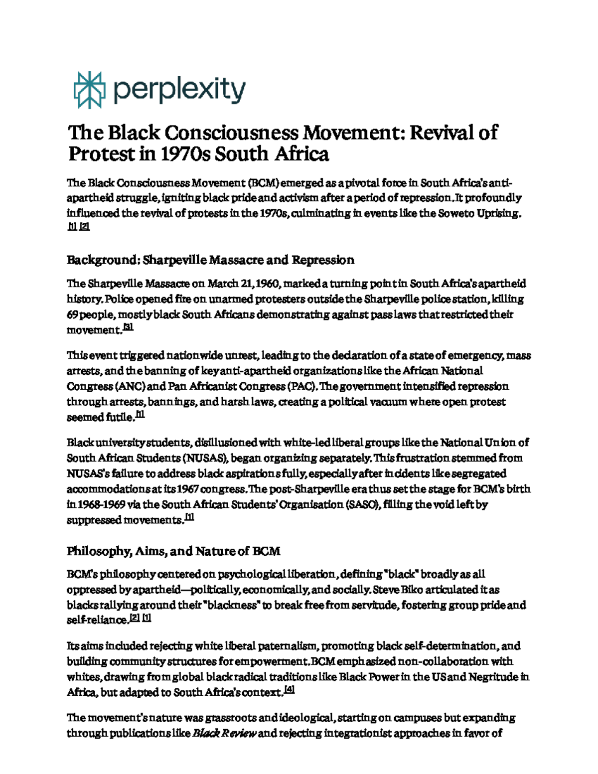 The Black Consciousness Movement: Protest Revival in 1970s SA - Studocu