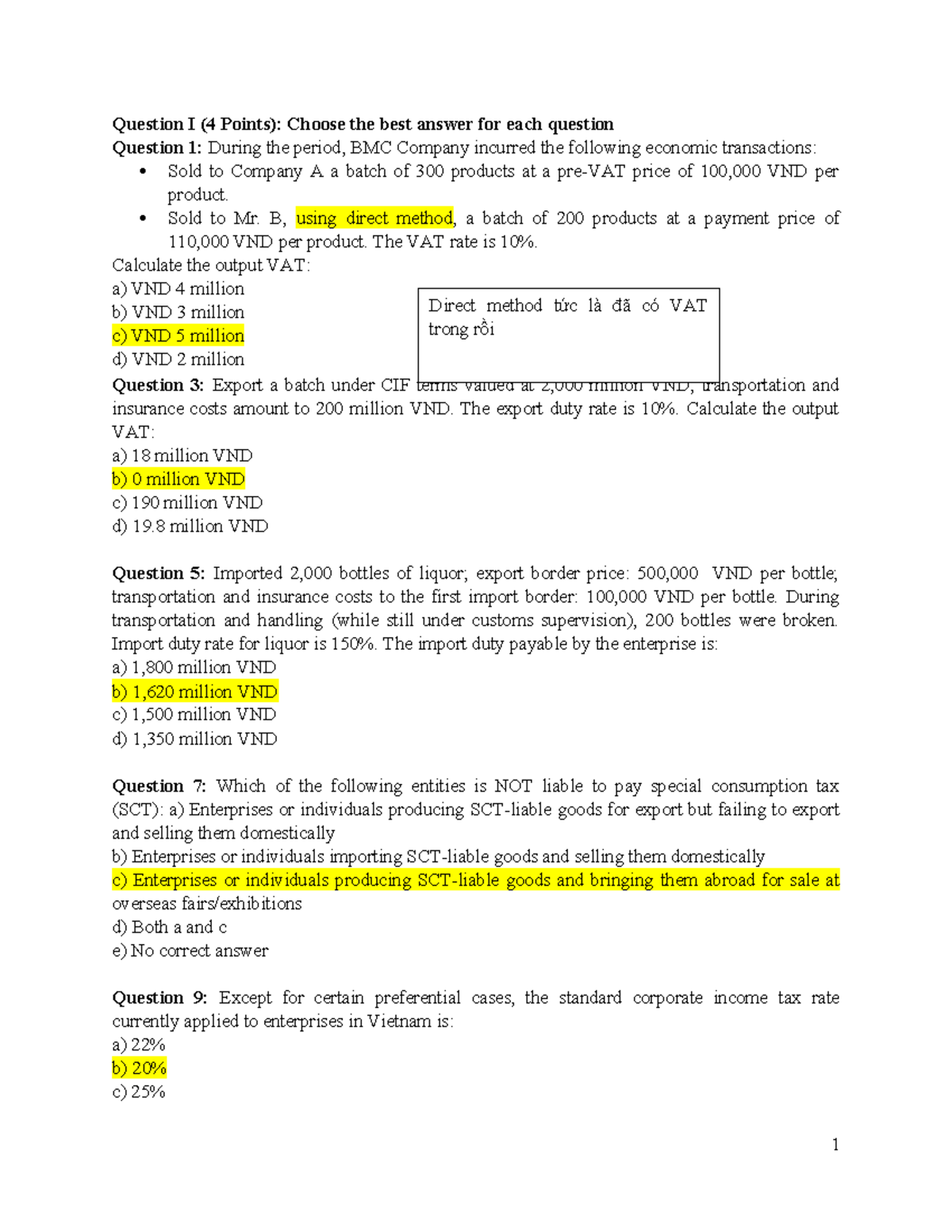 Sample Questions for Taxation (Course Code: TAX101) - Studocu