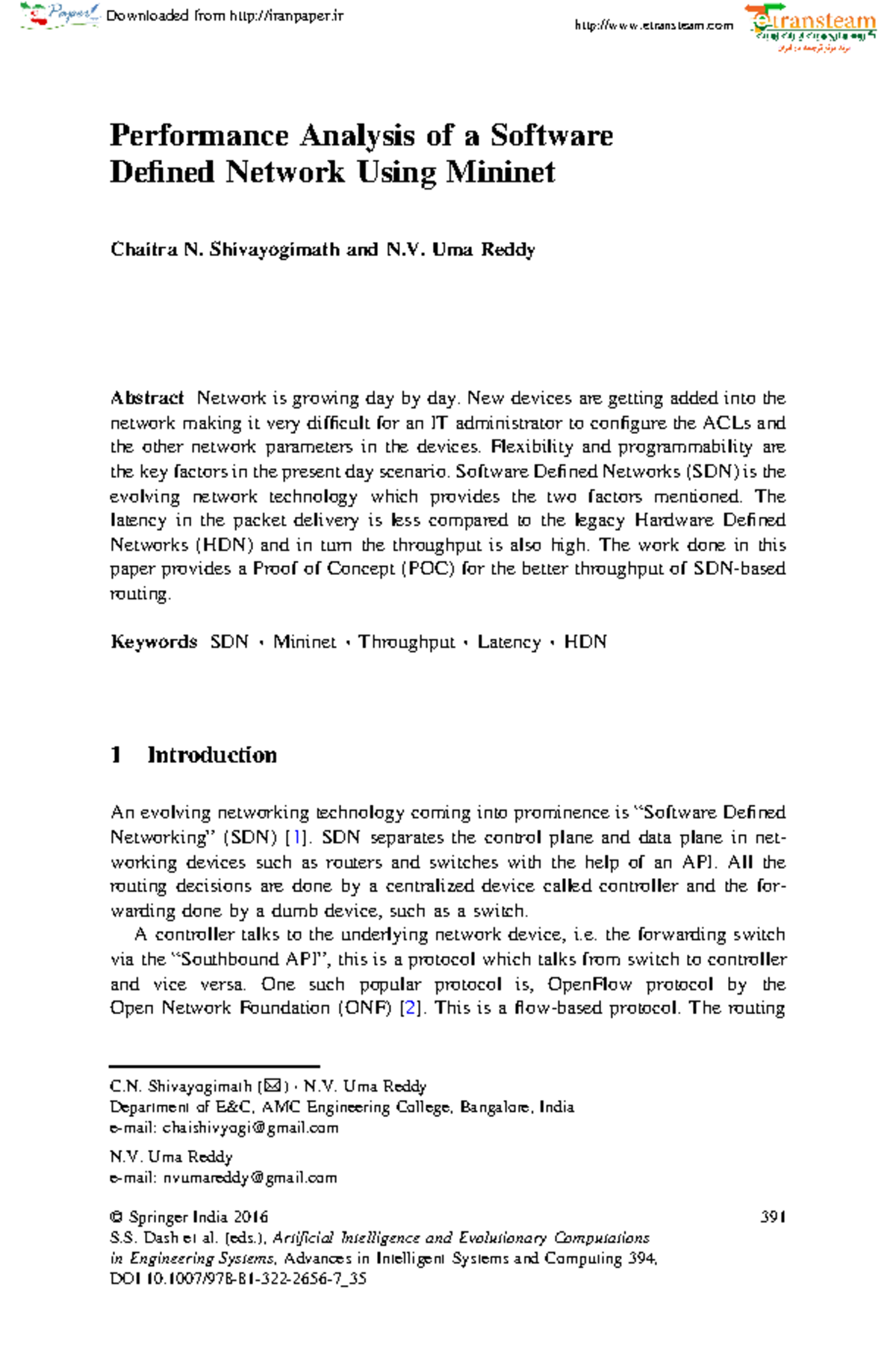 Performance Analysis of SDN with Mininet: A 2016 Study - Studocu