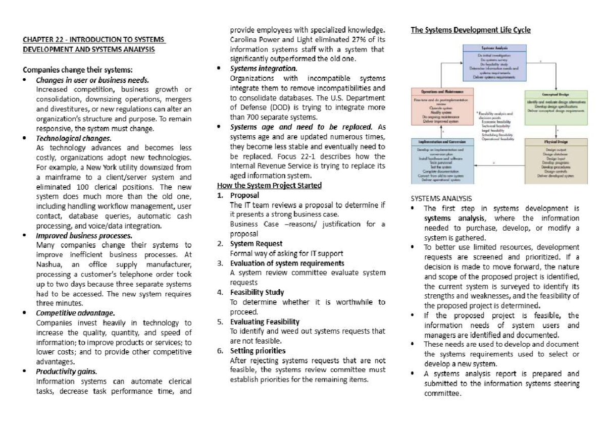 Introduction to Systems Development: Systems Analysis (Chapter 22 ...