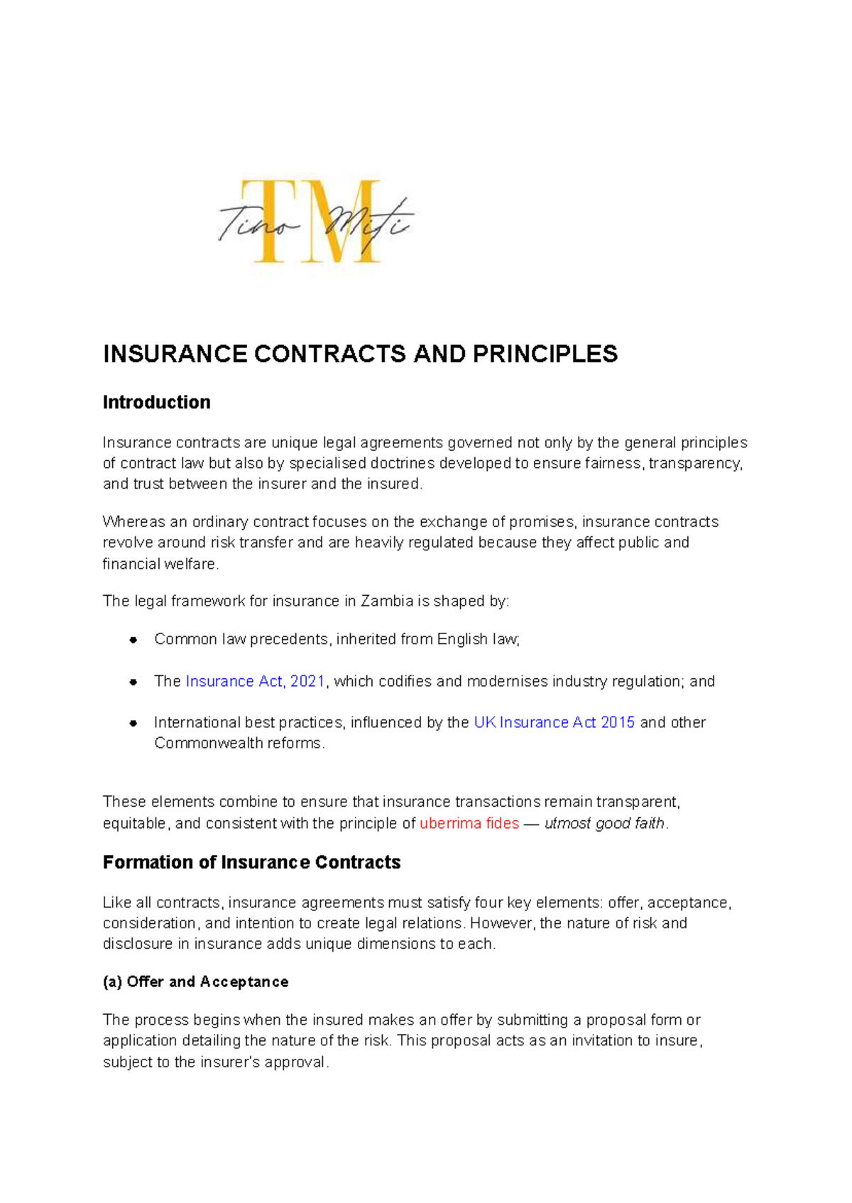 Insurance Contracts and Principles: A Comprehensive Overview - Studocu