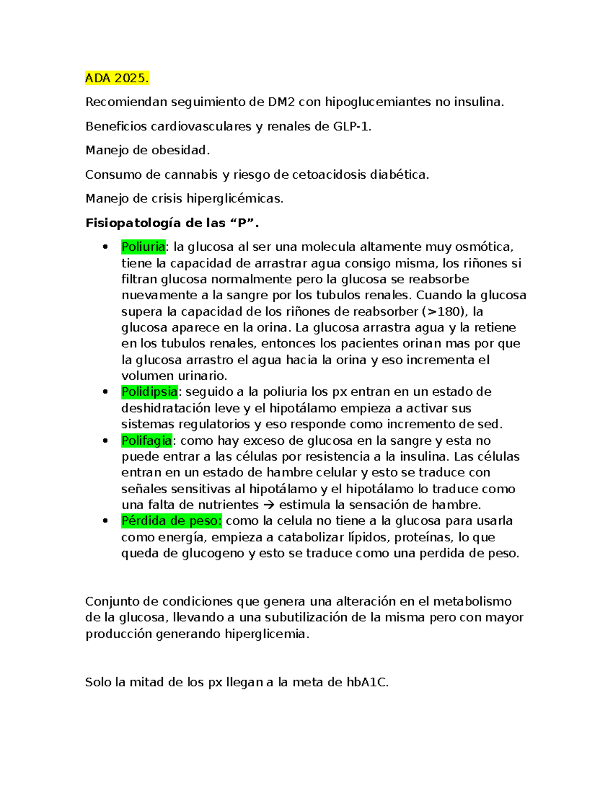 ADA 2025 - Repaso sobre DM2, Manejo y Complicaciones - Studocu