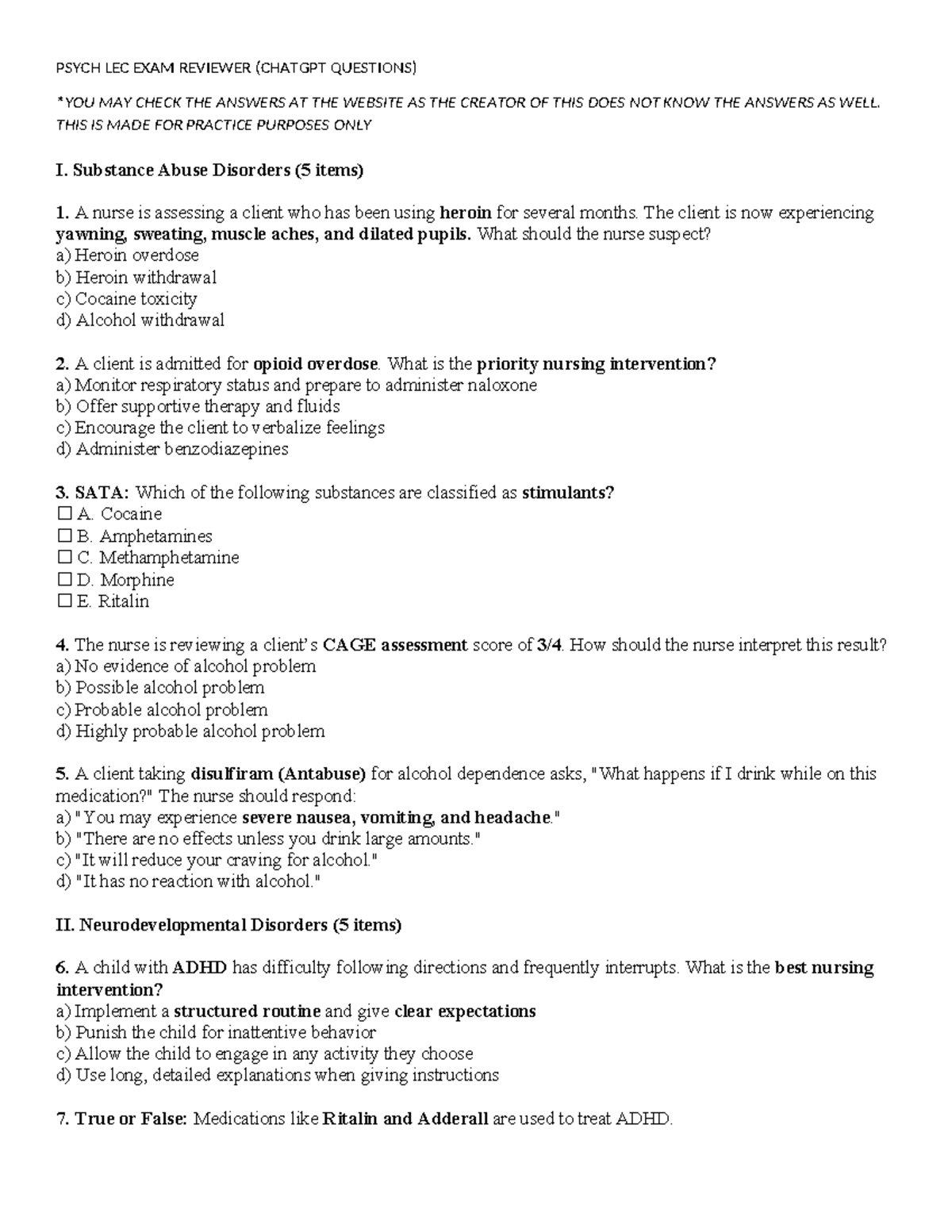 PSYCH LEC FINAL EXAM REVIEWER: Key Concepts and Practice Questions ...