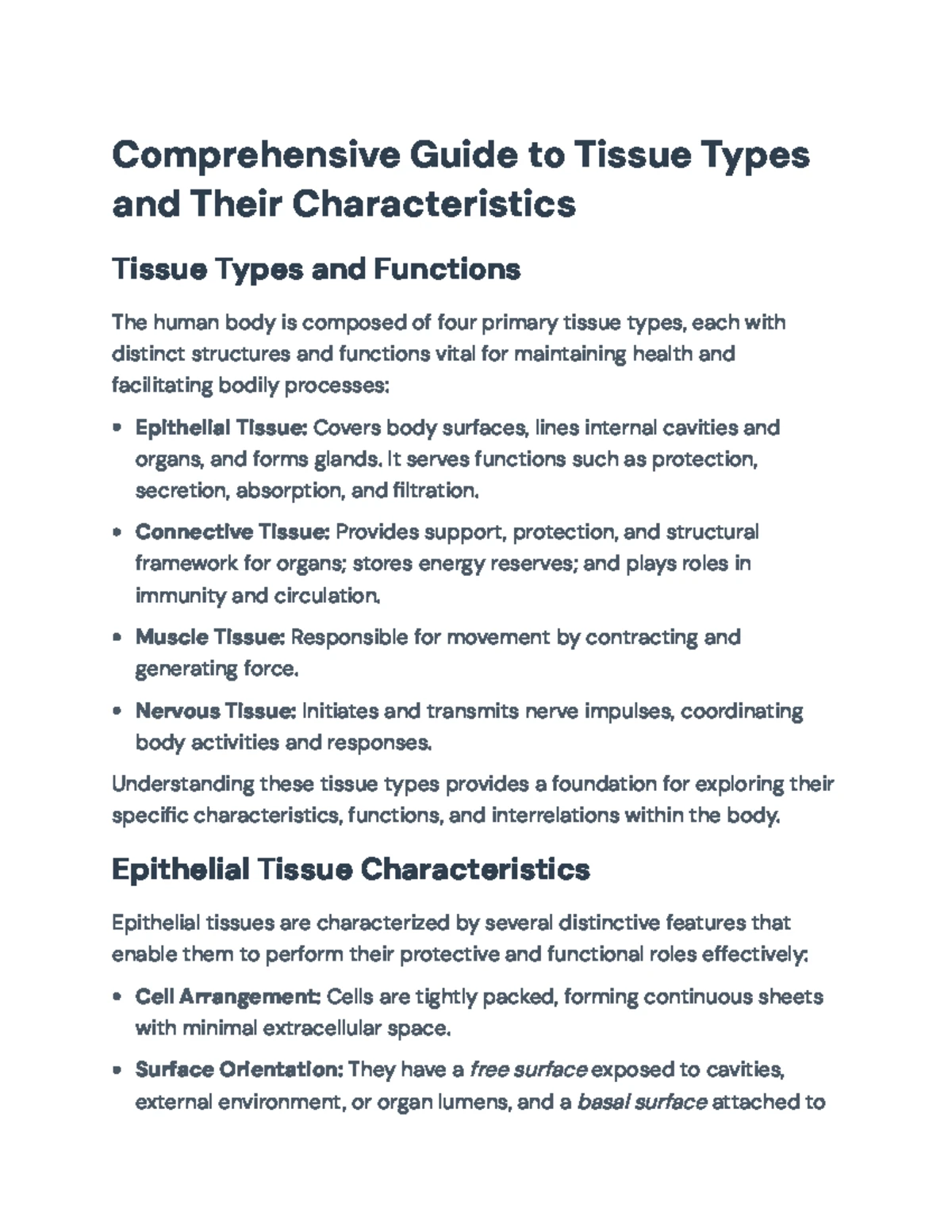 Connective and Muscle Tissue Overview - CHAPTER 4: TISSUE ORGANIZATION ...