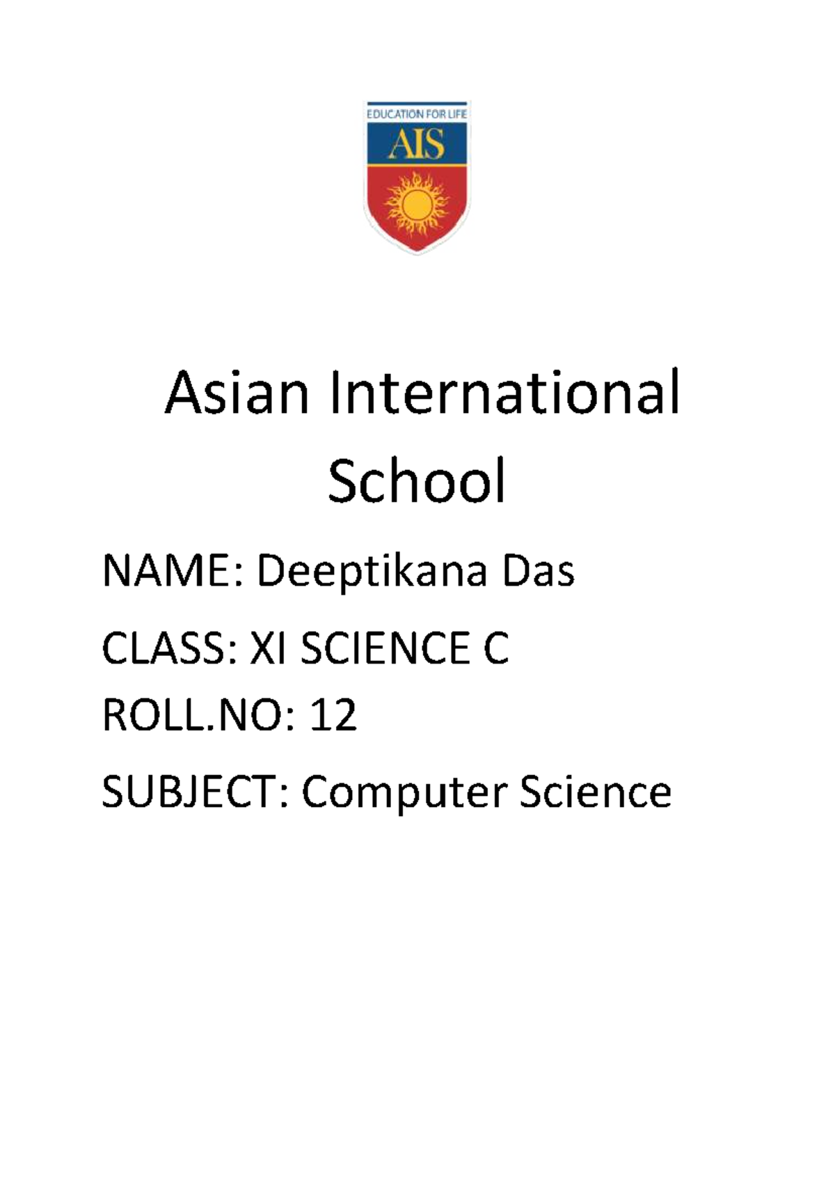 CS Project: Programming Exercises for Class XI Science - Studocu