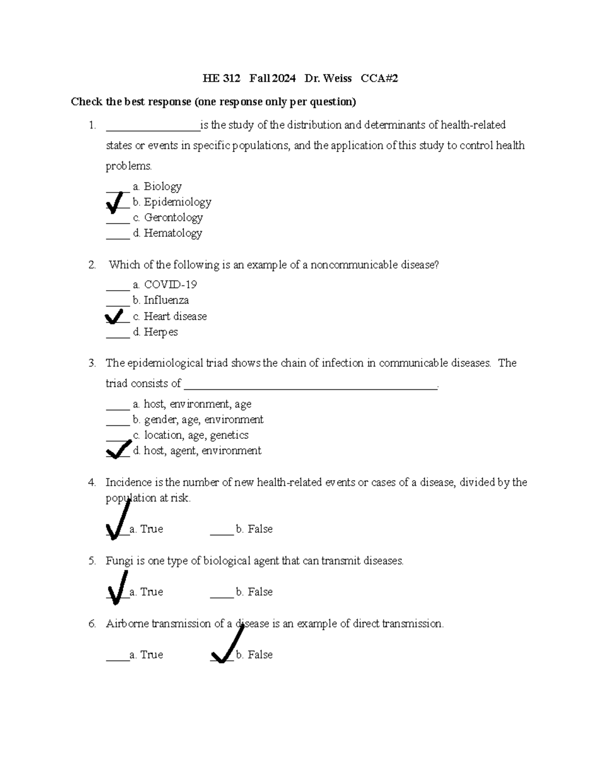 HE 312 Final Exam CCA 2 - Health Assignment Overview - Studocu