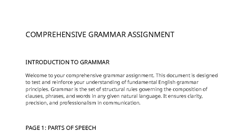 Grammar Assignment Brief: Comprehensive Overview of English Grammar ...