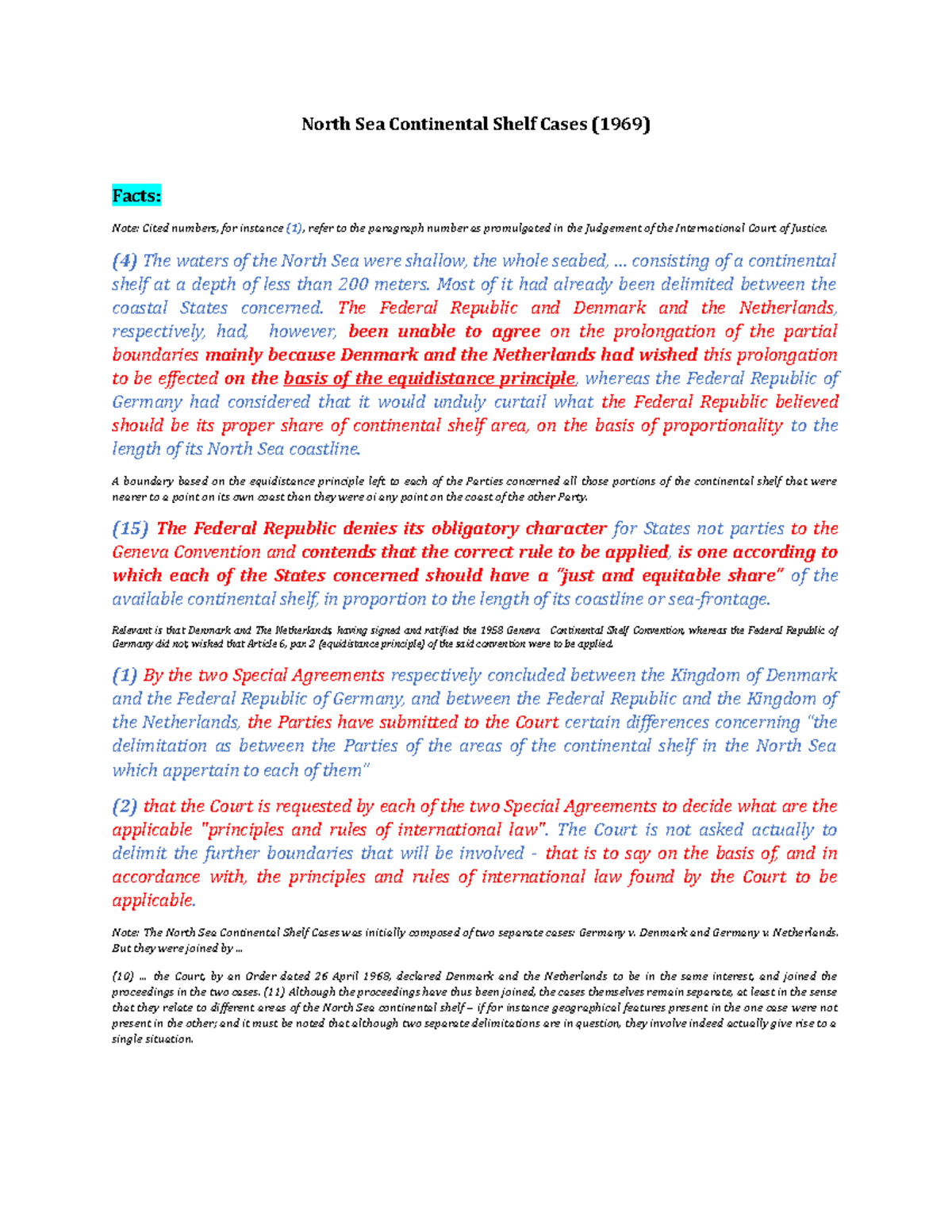 North Sea Continental Shelf Case Digest - Summary & Analysis (ICJ 1969