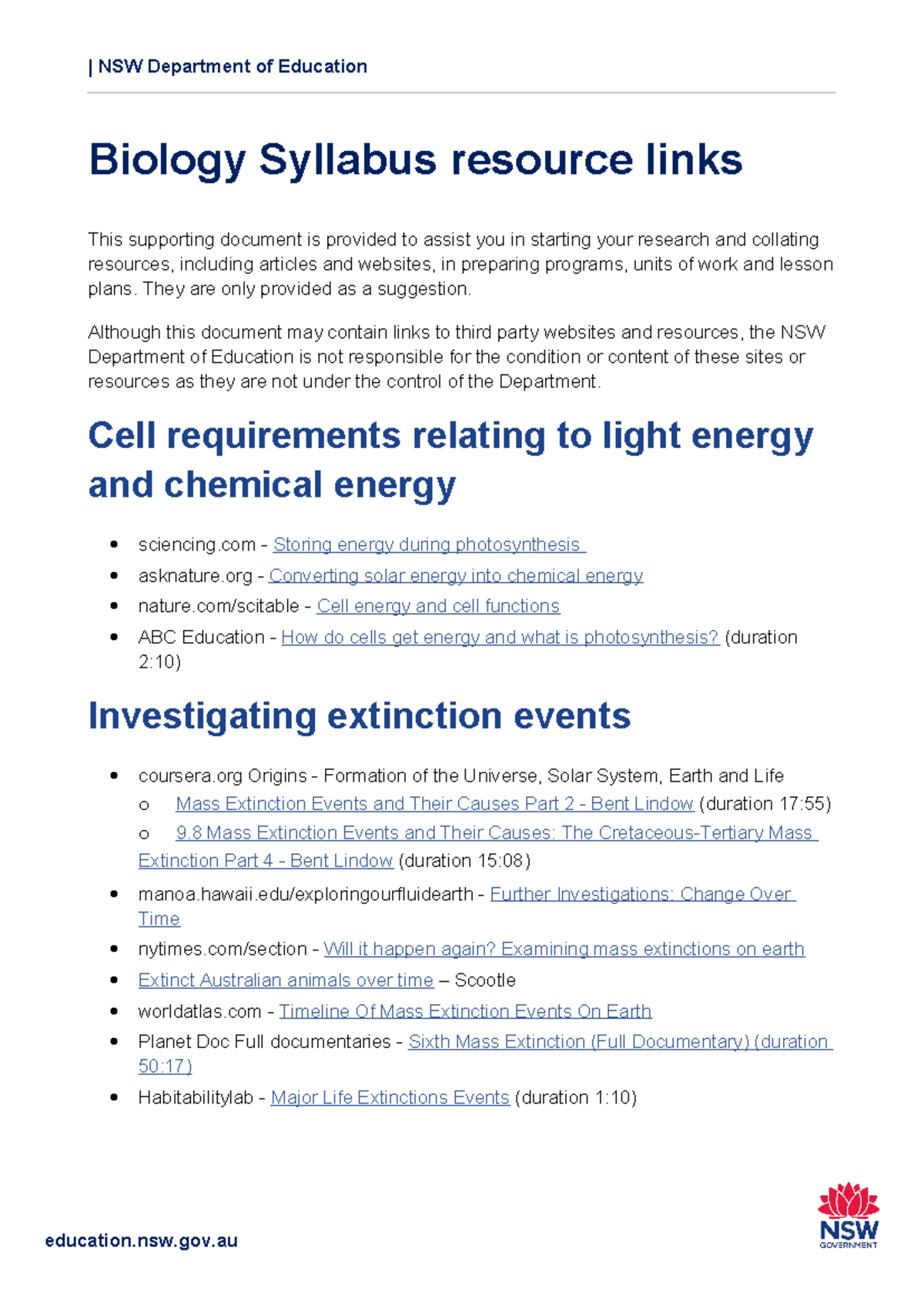 Biology resource links - s6 - | NSW Department of Education Biology ...