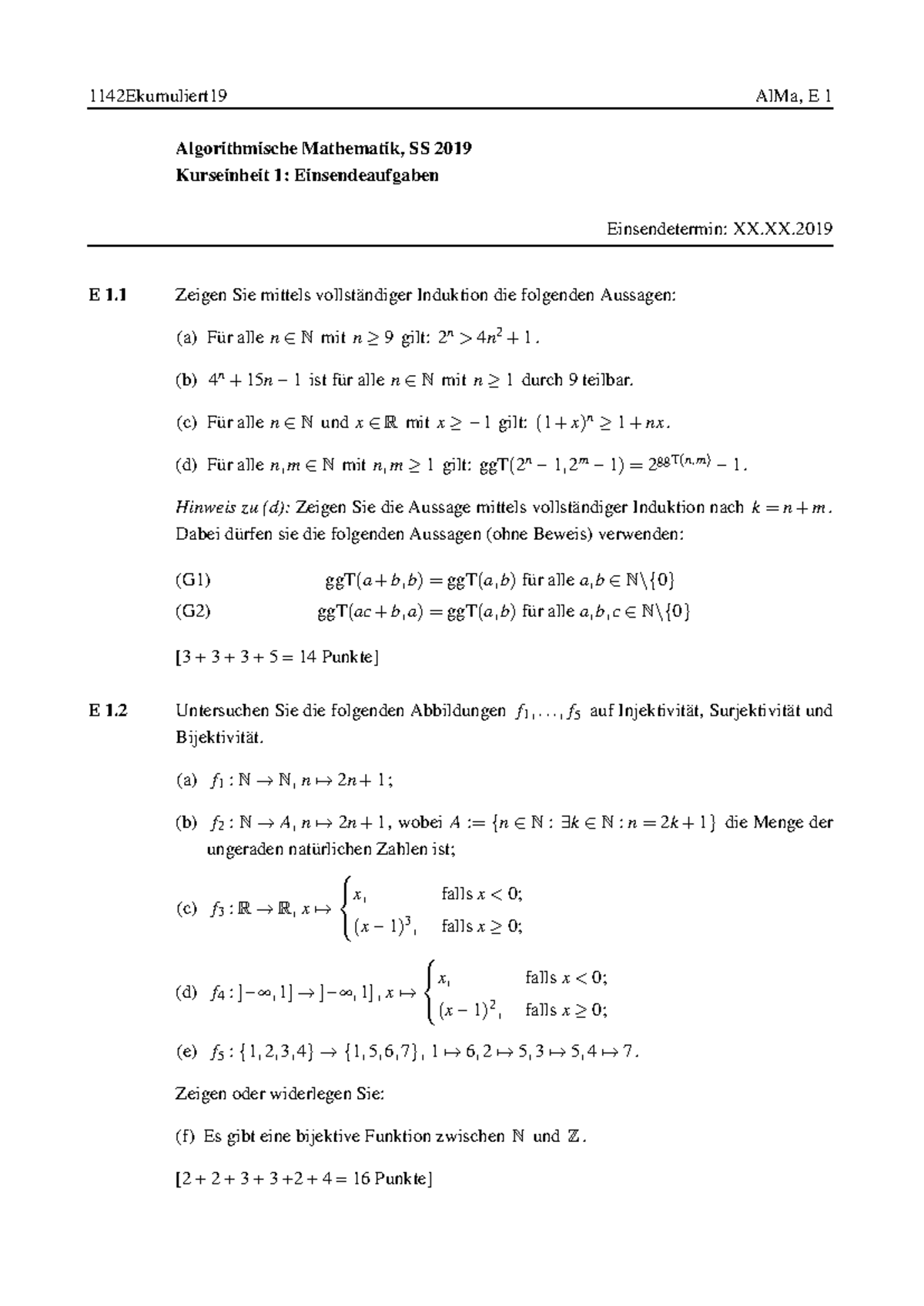 Übungsaufgaben aus 2019 - 1142Ekumuliert19 AlMa, E 1 Algorithmische ...