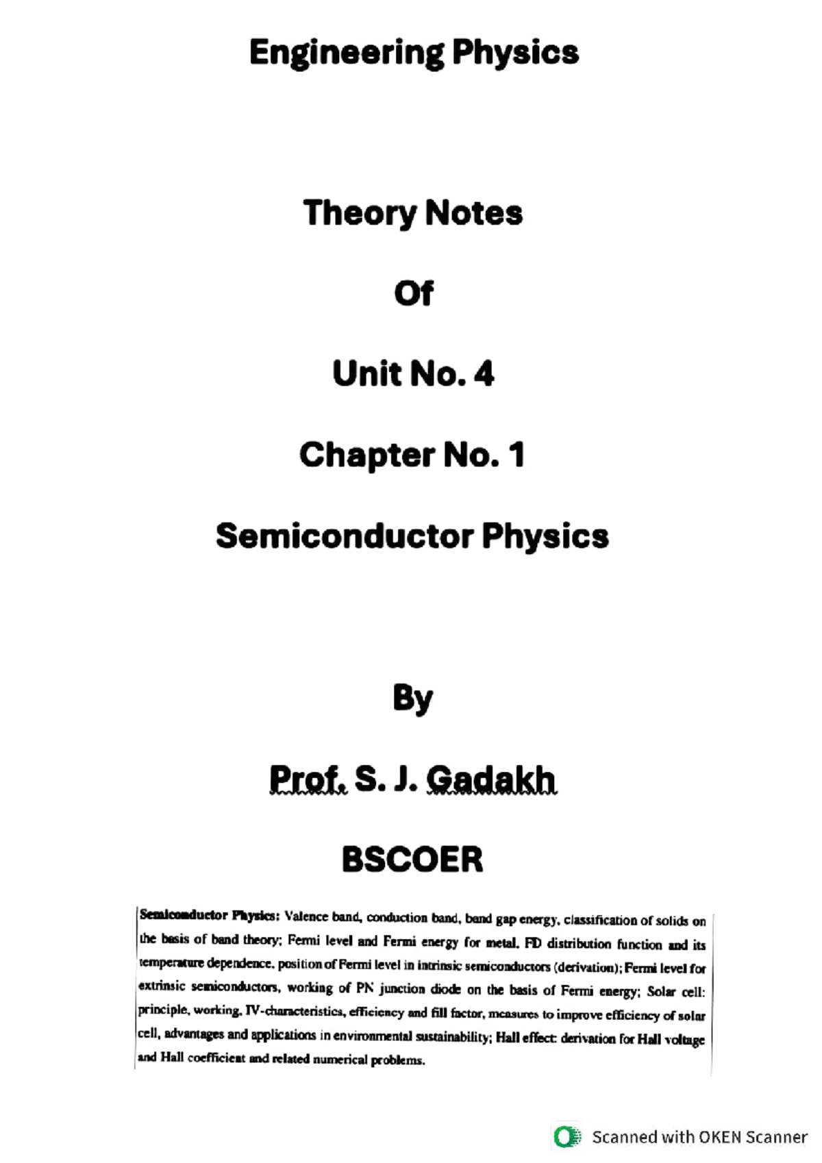 Unit 4: Chapter 1 - Semiconductor Physics Theory Notes - Studocu
