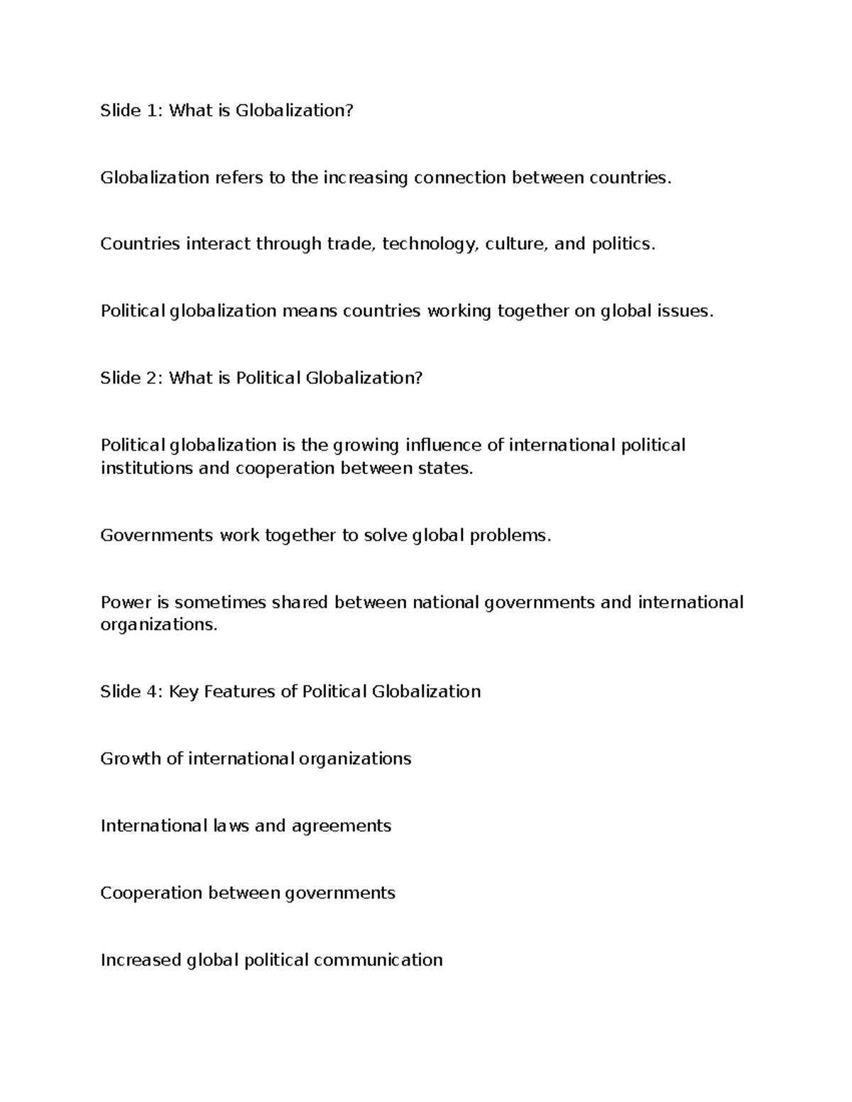 POLS 101: Understanding Political Globalization and Its Impact - Studocu