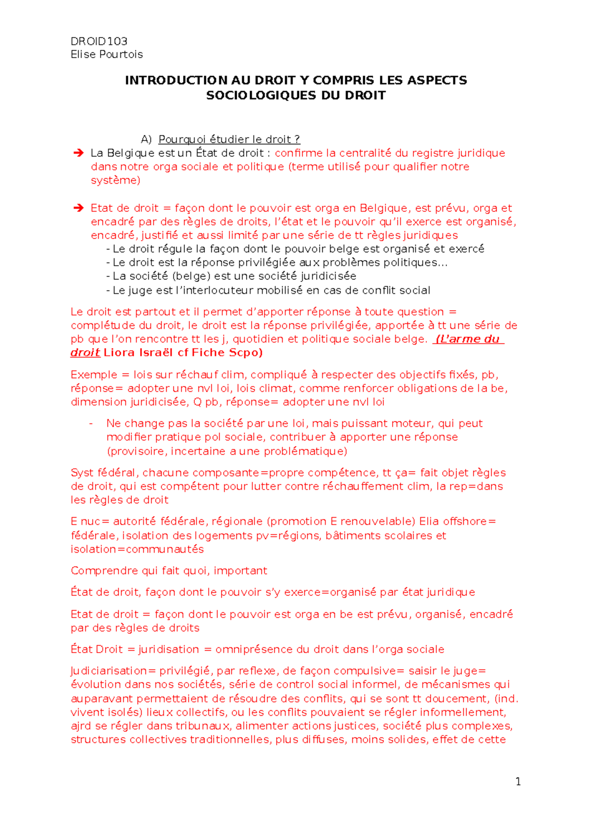 Droid 103 - notes des premiers cours - Elise Pourtois INTRODUCTION AU ...