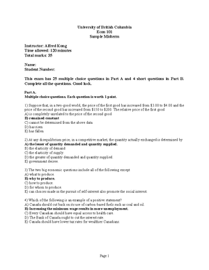 Practice Midterm - Econ 101 Principles of Microeconomics PRACTICE EXAM ...