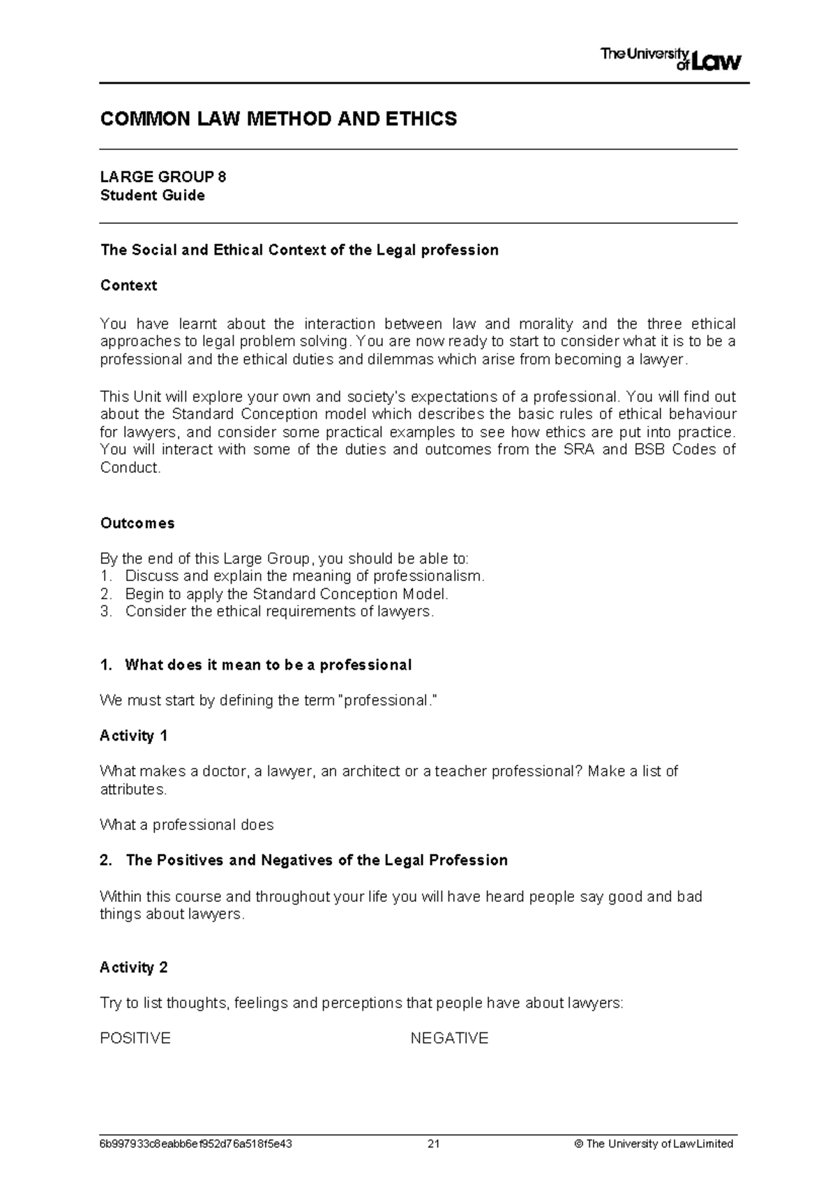 Unit 8: Common Law Method & Ethics - Student Guide for Legal ...