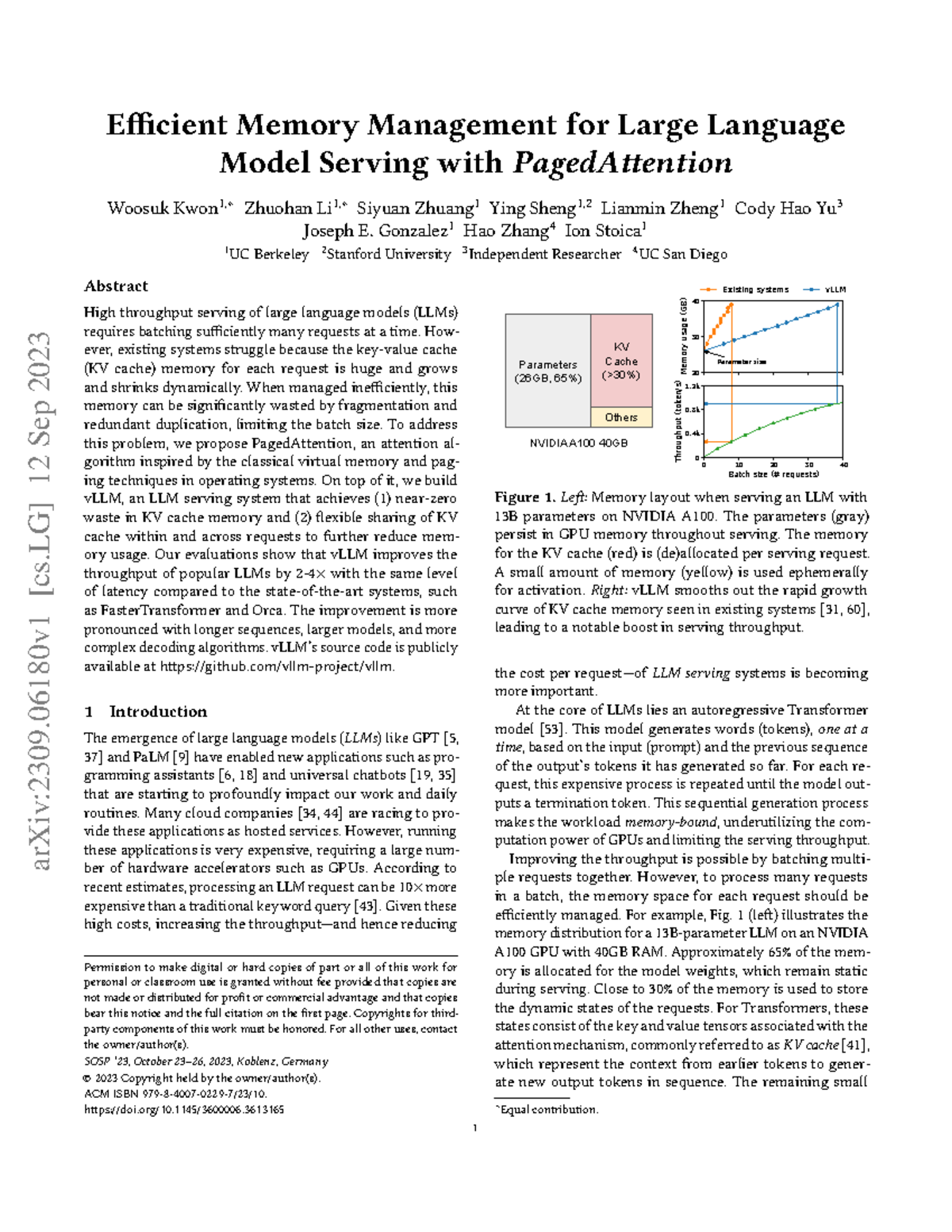 Efficient Memory Management for LLM Serving with PagedAttention (CS ...