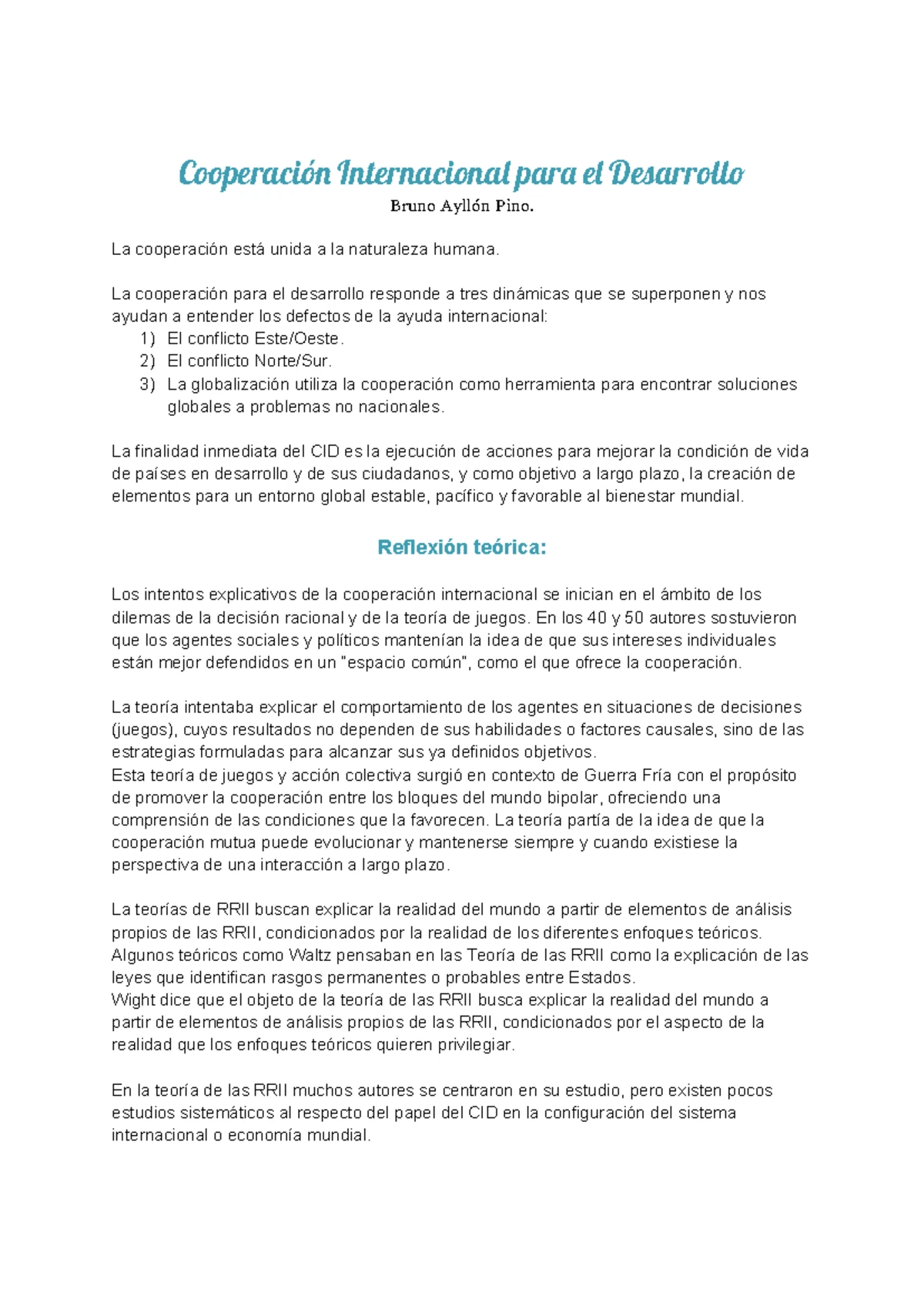 Resumen del Examen de Cooperación Internacional para el Desarrollo ...