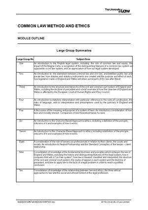 2122 llb clme u06 ce01 unitplan - Course Material COMMON LAW METHOD ...
