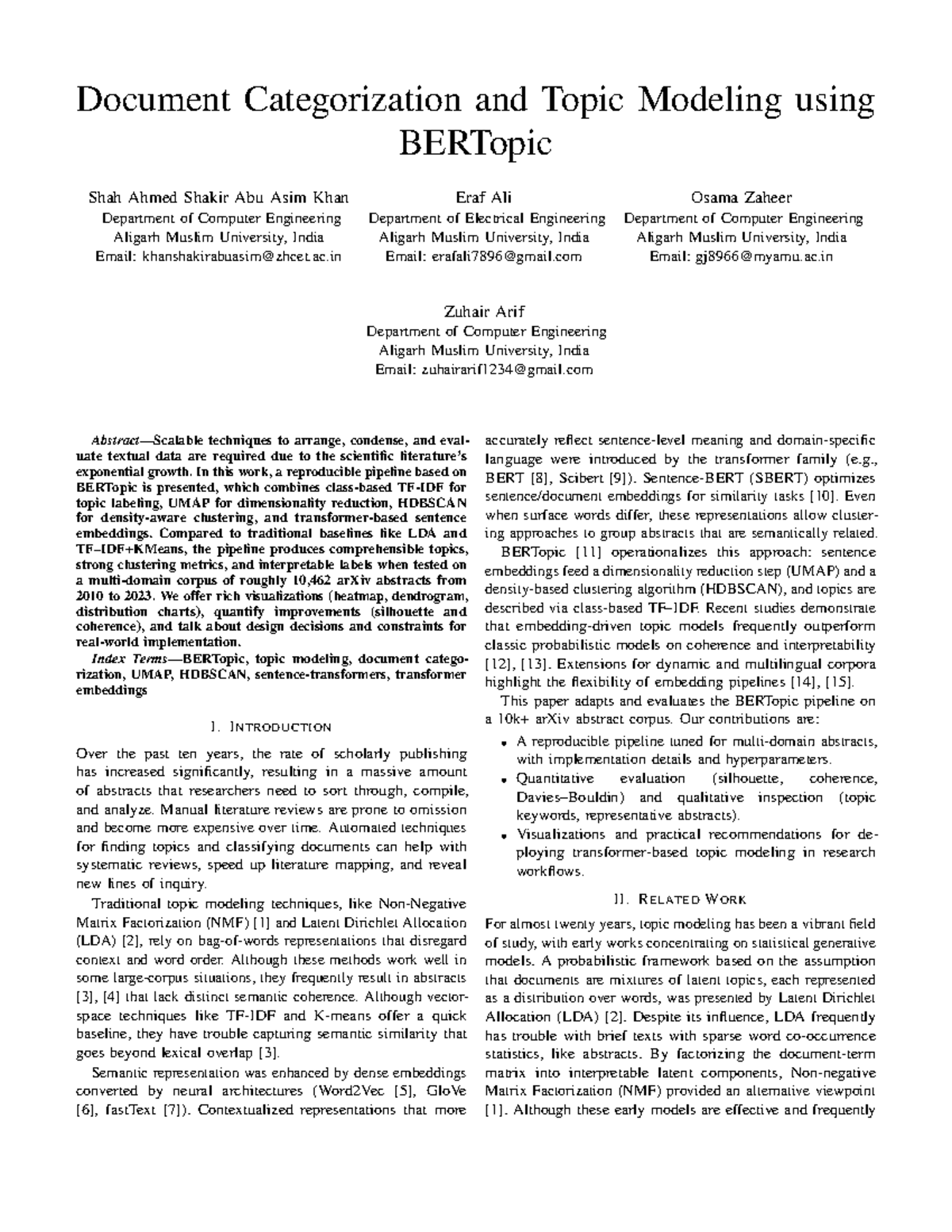 Document Categorization and Topic Modeling with BERTopic (CSE 2023 ...